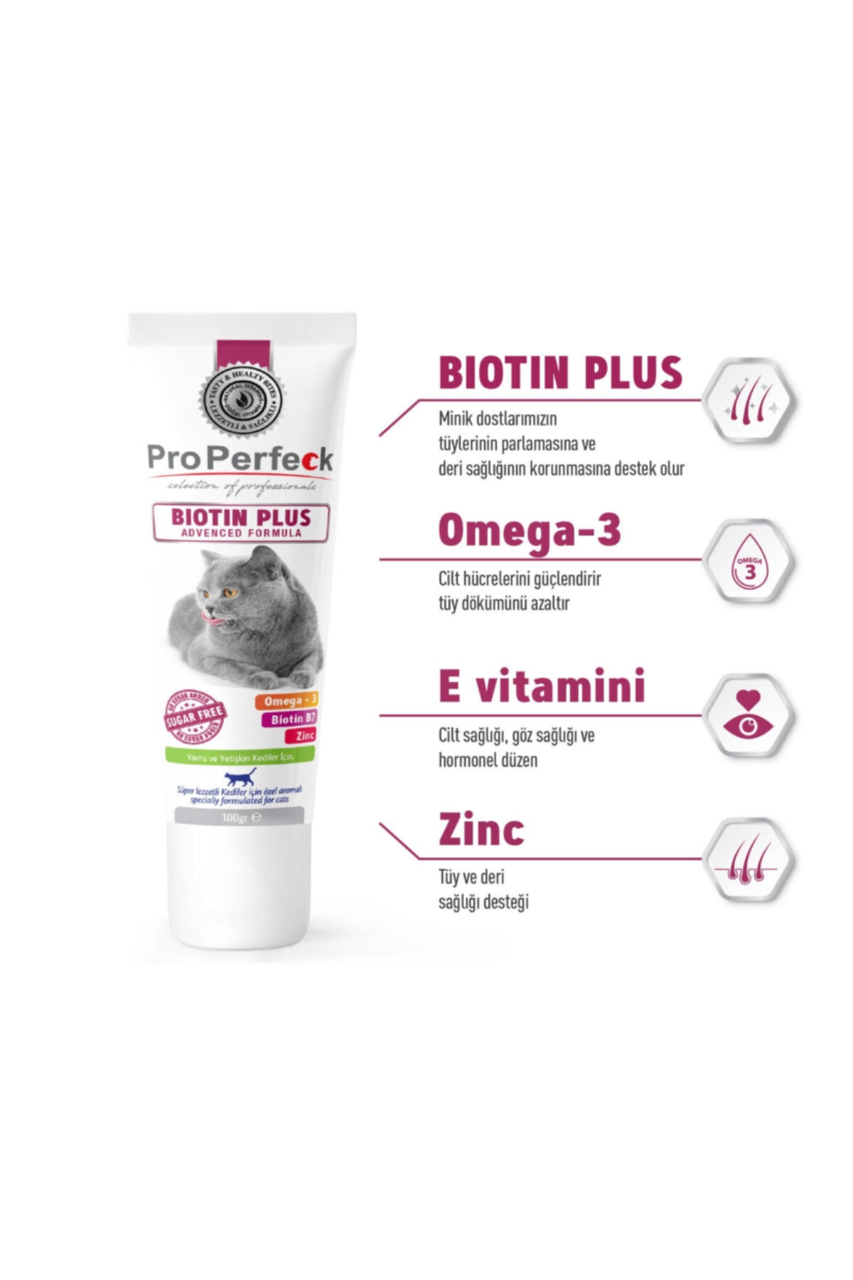 pro perfeck Biotin Plus 100gr(sağlıklı Deri Ve Güçlü & Parlak Tüyler Tüy Dökülmelerine Karşı Etkili )