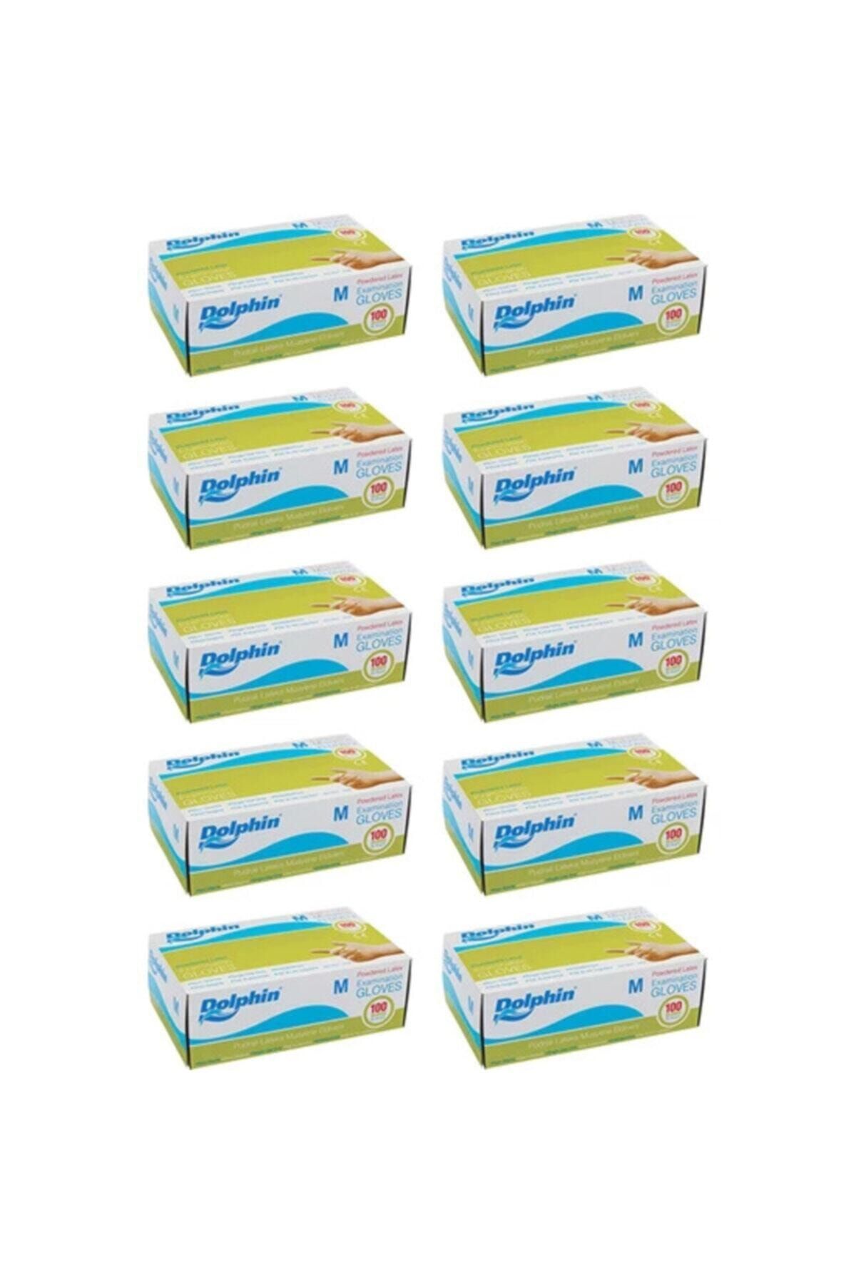 Dolphin Lateks Pudralı Eldiven 100lü  10 Kutu