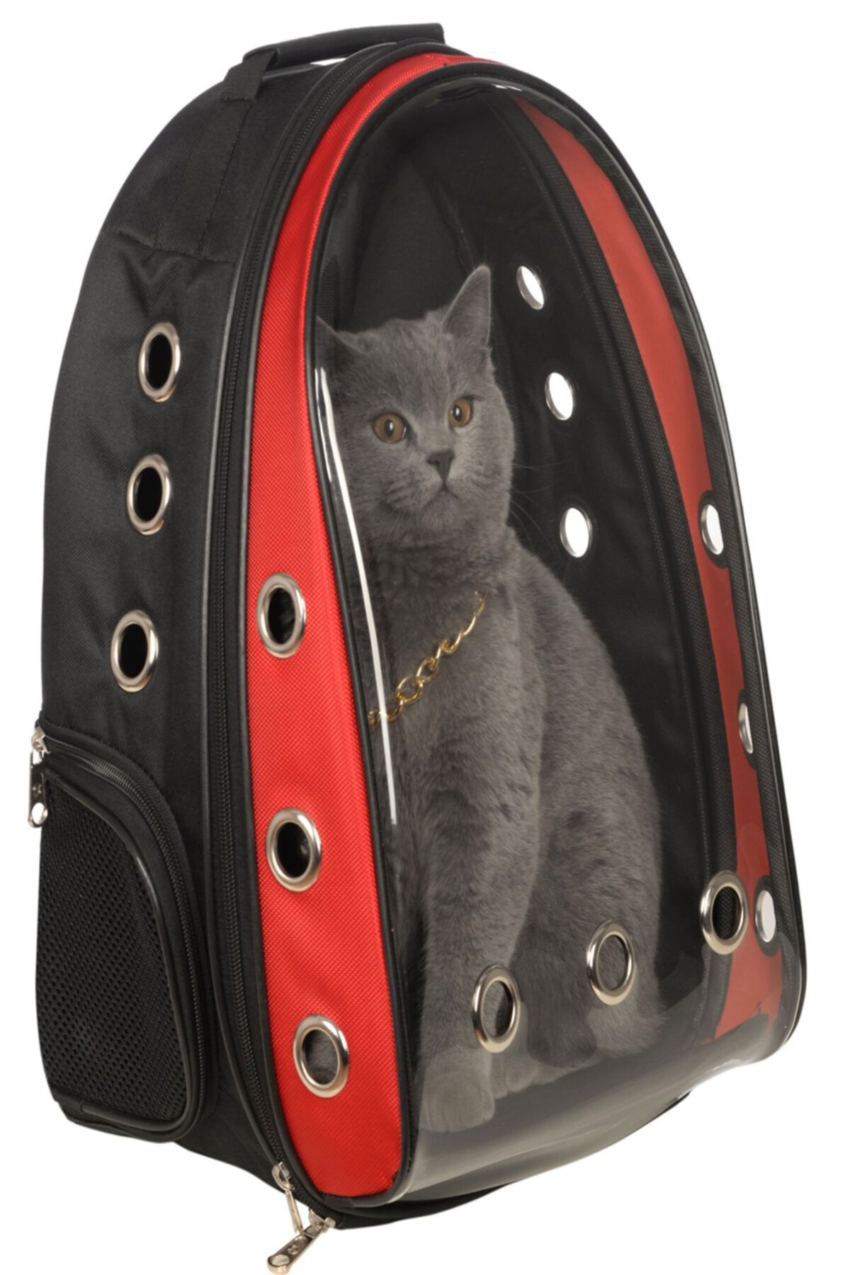 Ksburda Kedi Taşıma Çantası Kırmızı Şeffaf Kırılmaz Astronot Kedi Çantası Kedi Seyehat Çantası 42x22x33 Cm