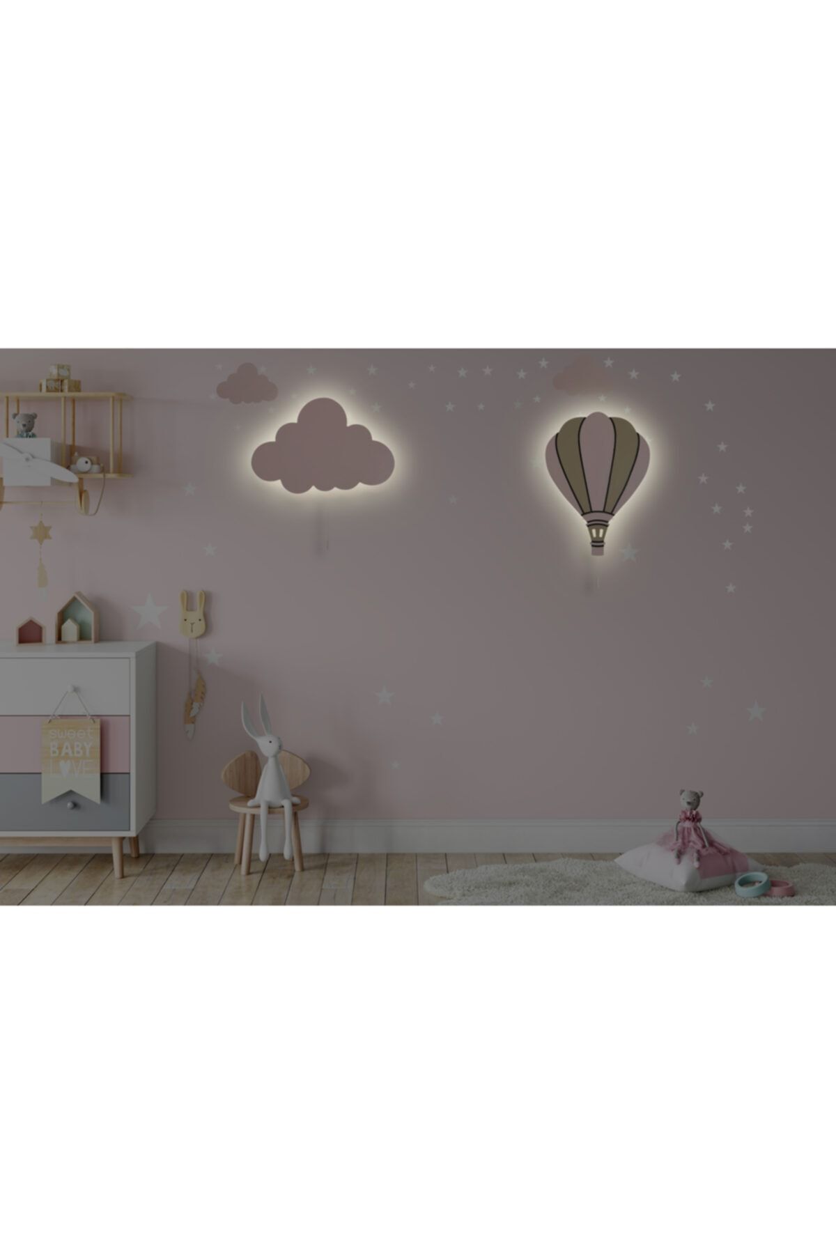 tinytigerstore 2 Li Set Kapadokya Balon,bulut,çocuk Odası Dekoratif Aydınlatma