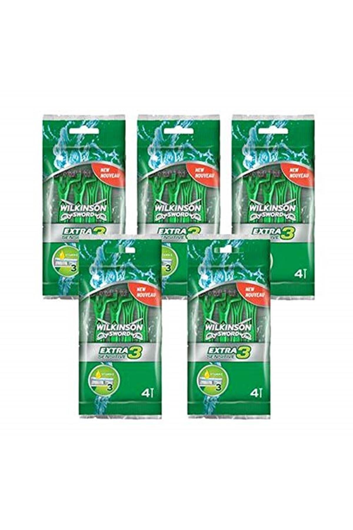 Wilkinson Sword Extra 3, Oynar Başlıklı Üç Bıçaklı 4'lü Kullan At Tıraş Bıçağı, 5 Paket