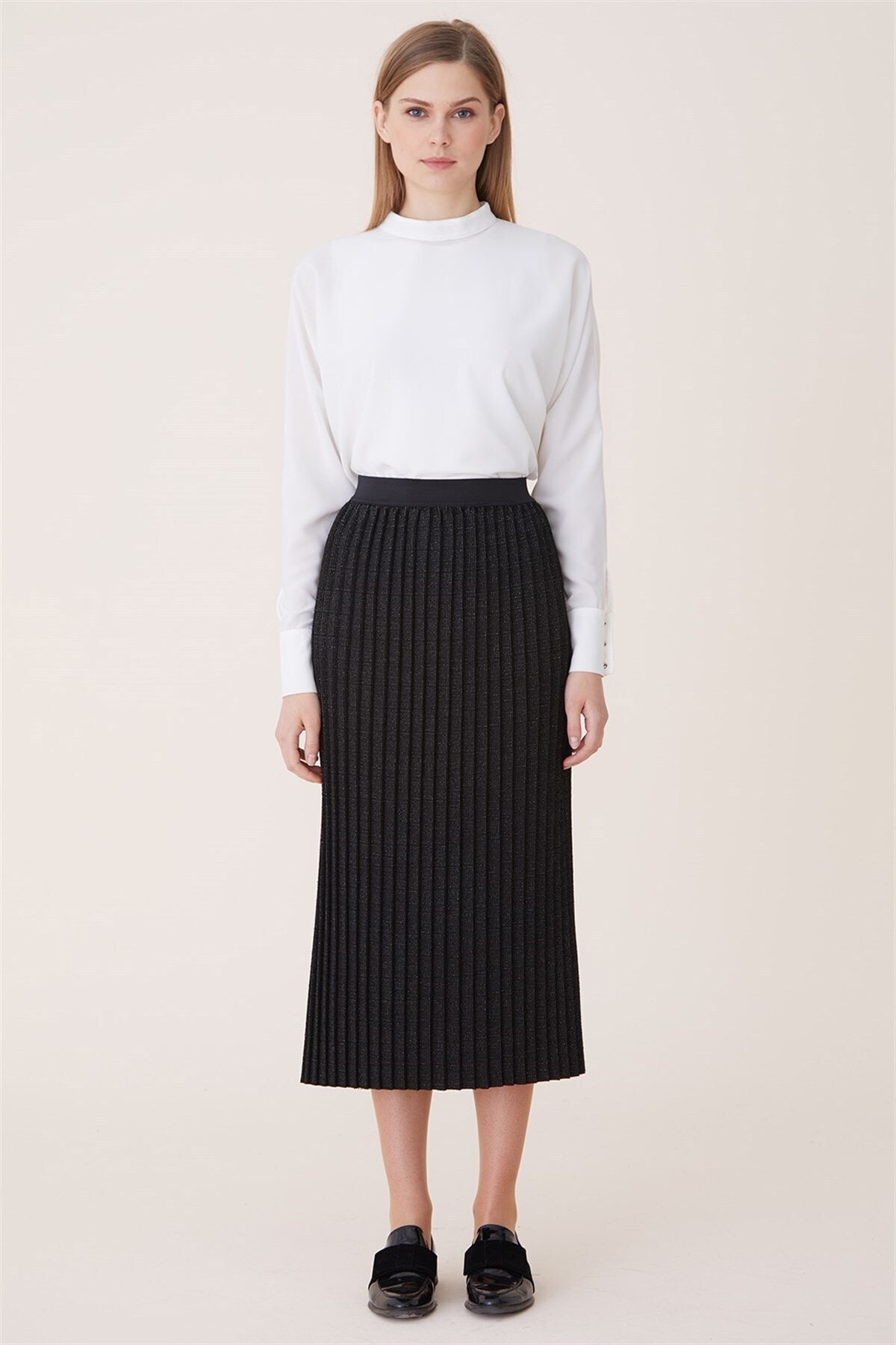 Vamelya Siyah - Simli Piliseli Etek