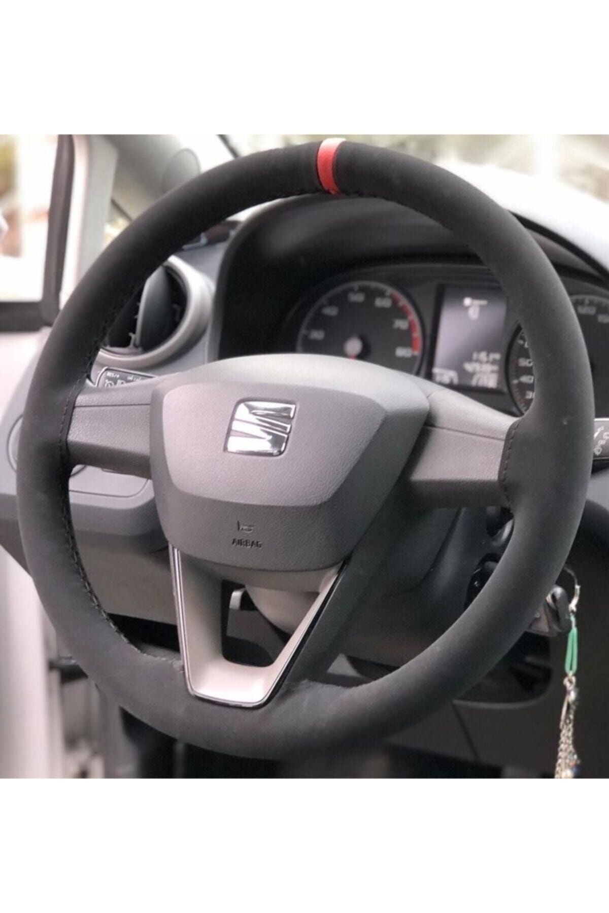 gürlerotoaksesuar Seat Ibiza Alcantara Nubuk Dikmeli Direksiyon Kılıfı