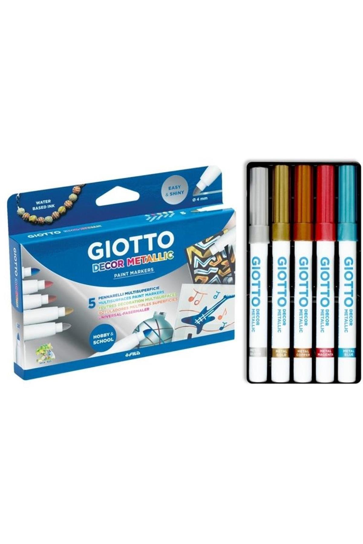 Giotto Decor Metalik Boya Kalem 5 Renk 452900egori: Kuru Boya Kalemi