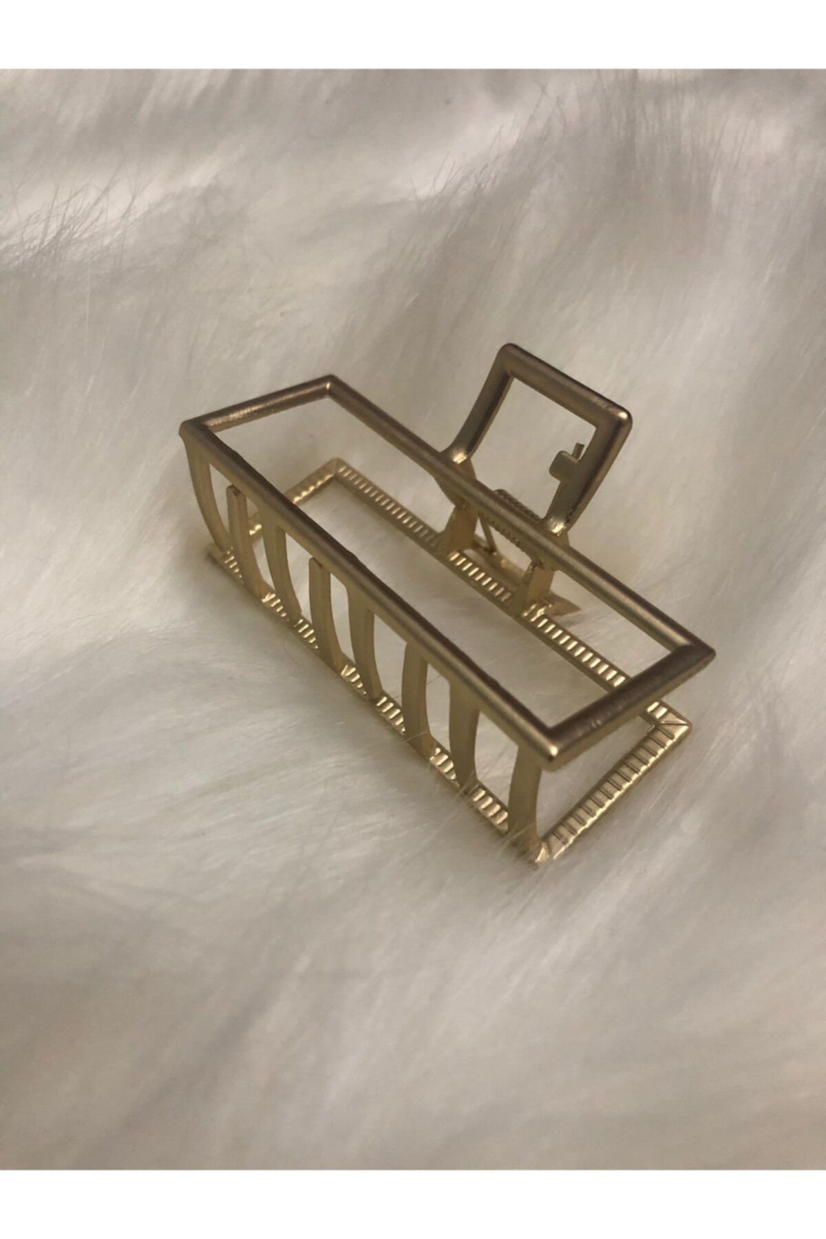 QUEEN AKSESUAR Gold Dikdörtgen Metal Mandal Toka