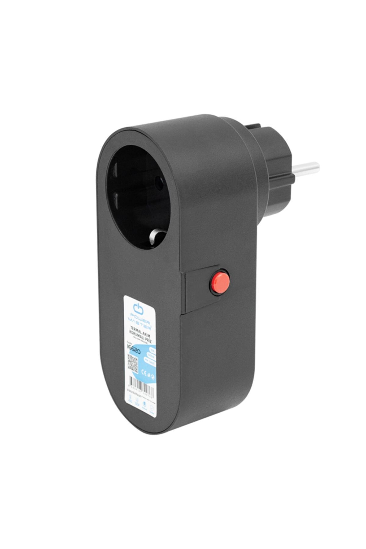 Powermaster Pm-16620 Tekli Siyah Oval Kasa Termal Akım Korumalı Priz 10a-2500w
