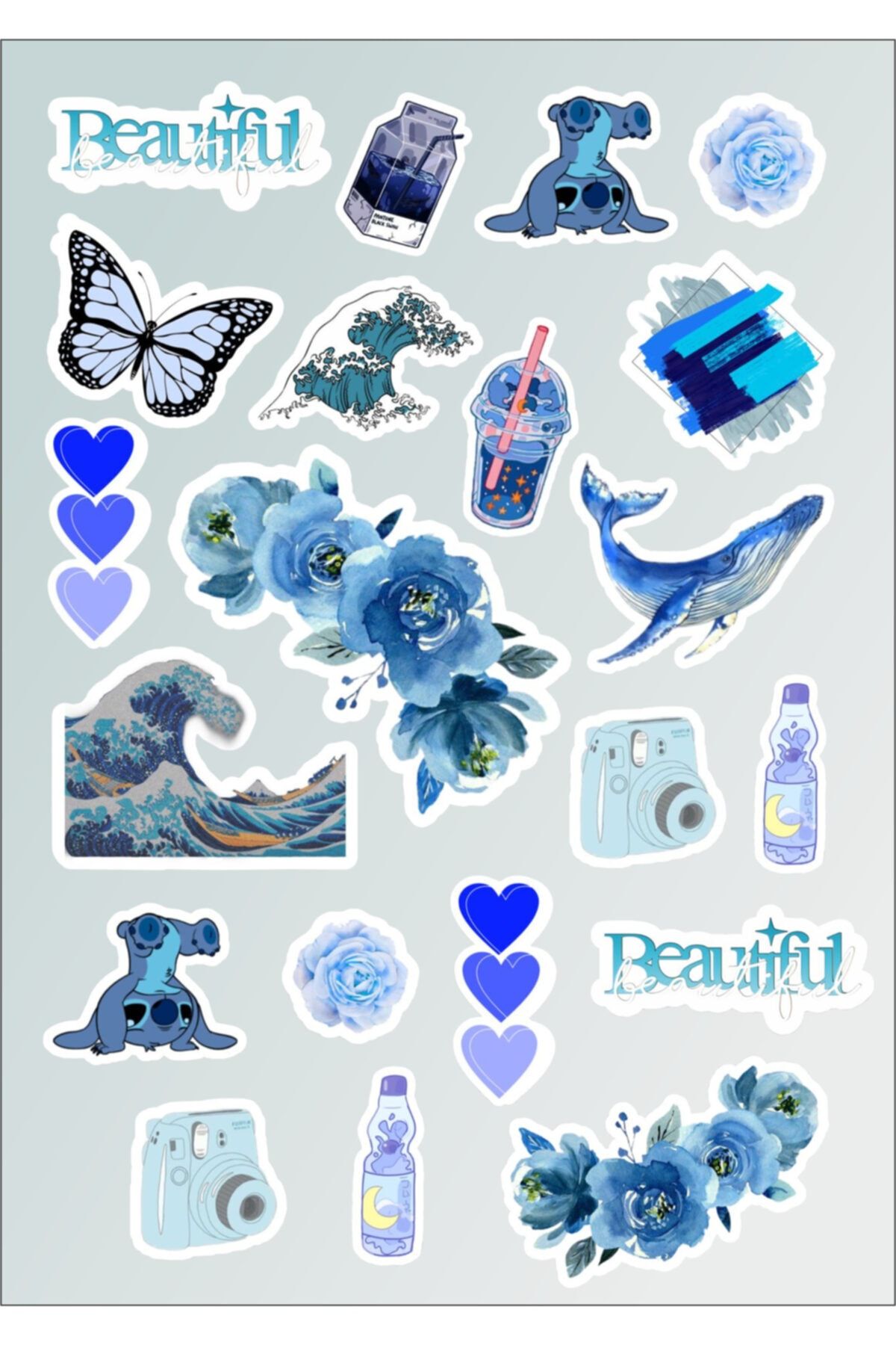 Sticker Adresim Blue Dream Sticker Seti - Planner - Ajanda - Bullet Journal Için Uygun Set