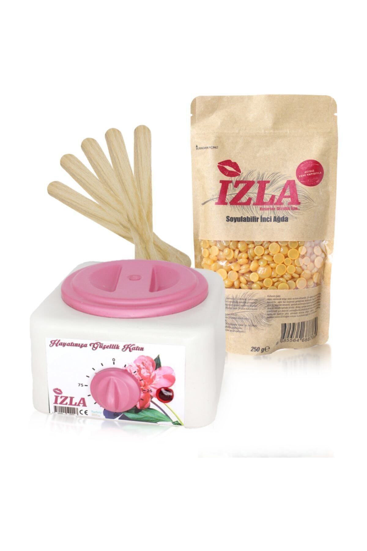 İzla Sir Ağda Makine + Naturel Soyulabilen Boncuk Ağda + Spatula Seti 748564125632145