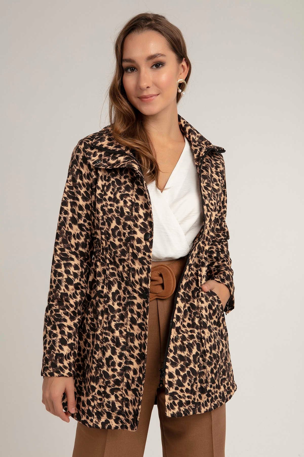 Pattaya Kadın Leopar Desenli Trençkot P21w110-3085