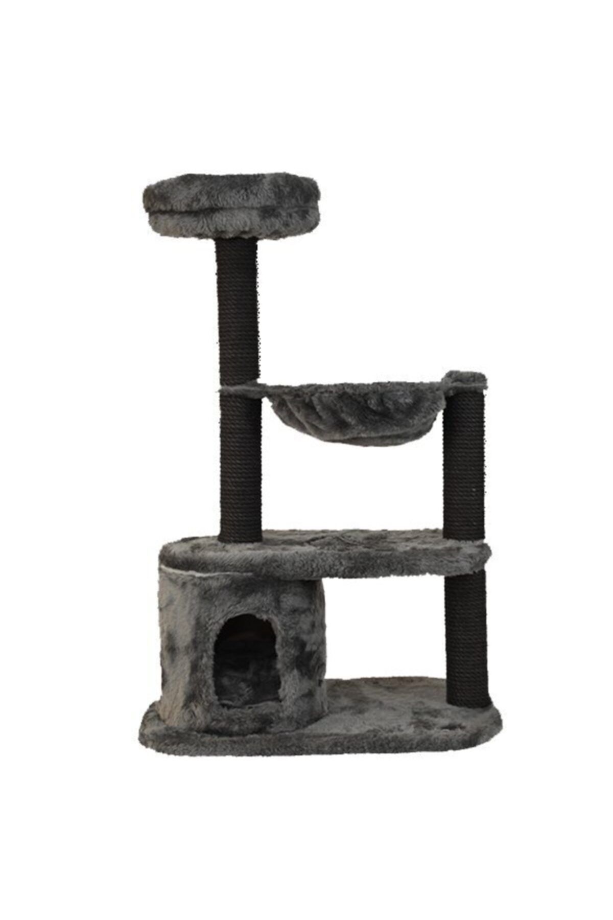 kralle Yuvalı Kedi Tırmalama Ve Oyun Evi Koyu Gri 40x60x110h Cm