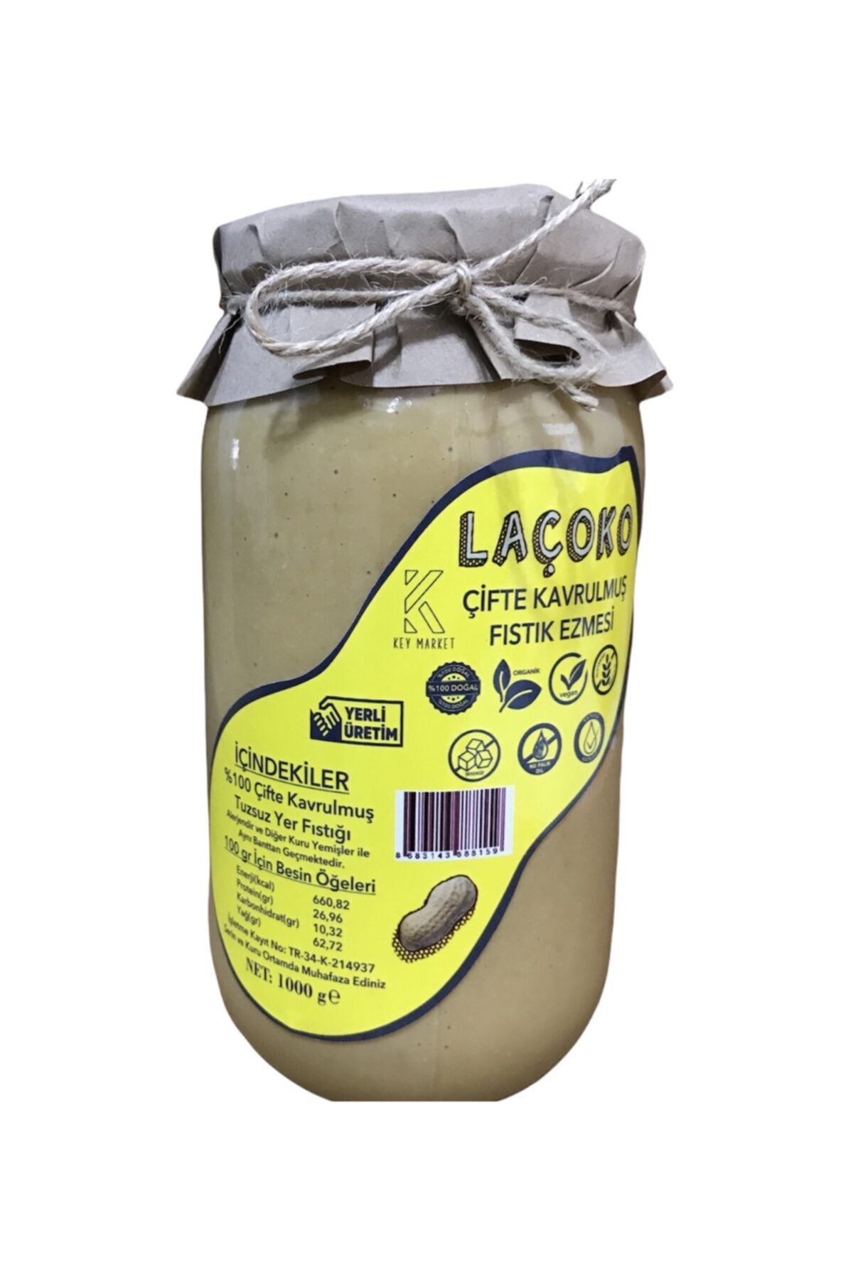 KEY Market Laçoko Çifte Kavrulmuş Fıstık Ezmesi 1 Kg X 4 Adet