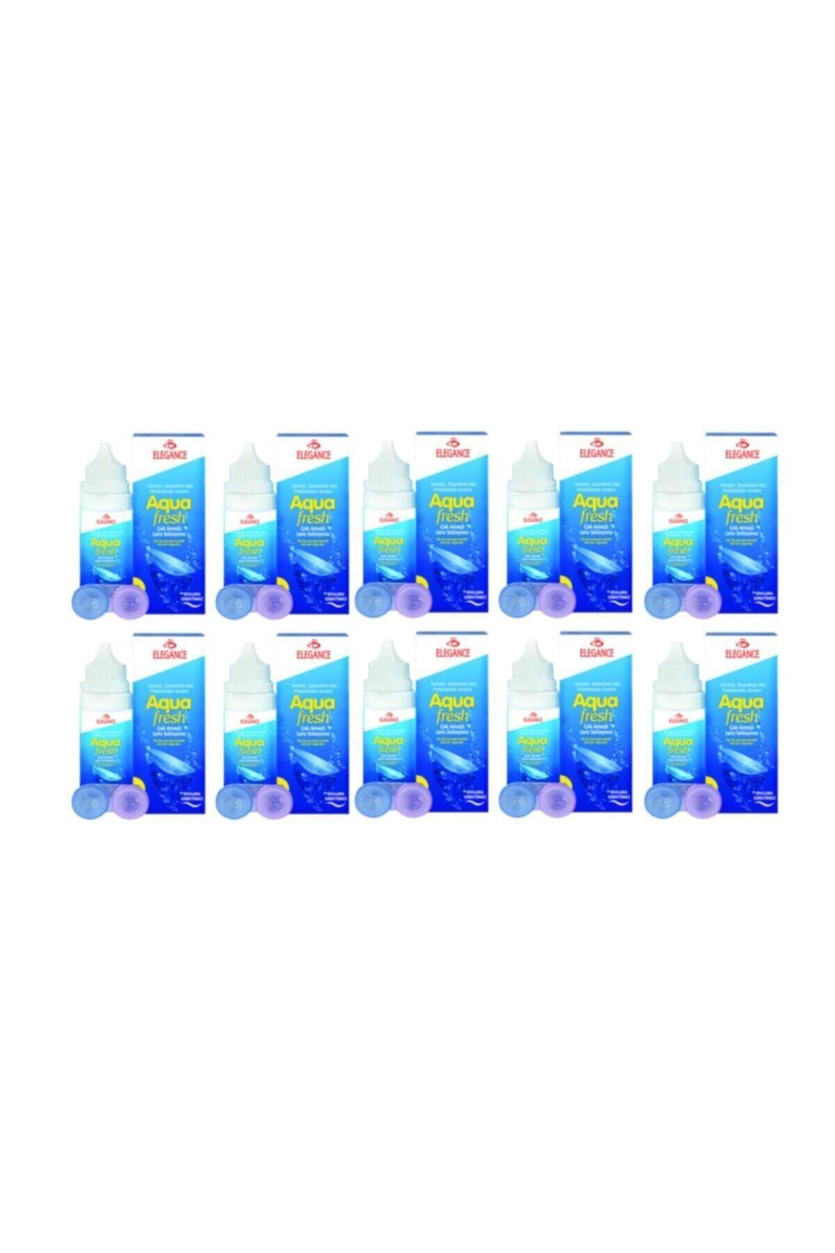 Elegance 10 Adet Aquafresh 60 ml Lens Solüsyon Seti 10 Adet Lens Kabı