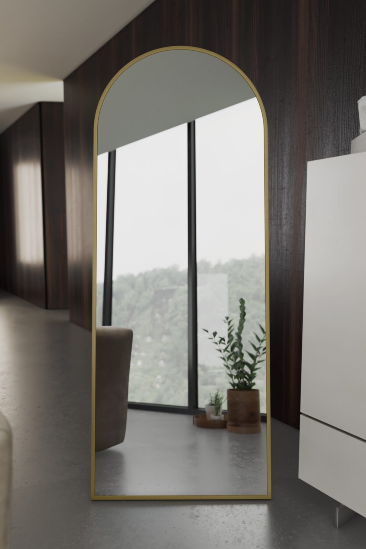 Marsah Home Gold Metal Çerçeveli Oval Ayaklı Boy Aynası 180 X 70 Cm