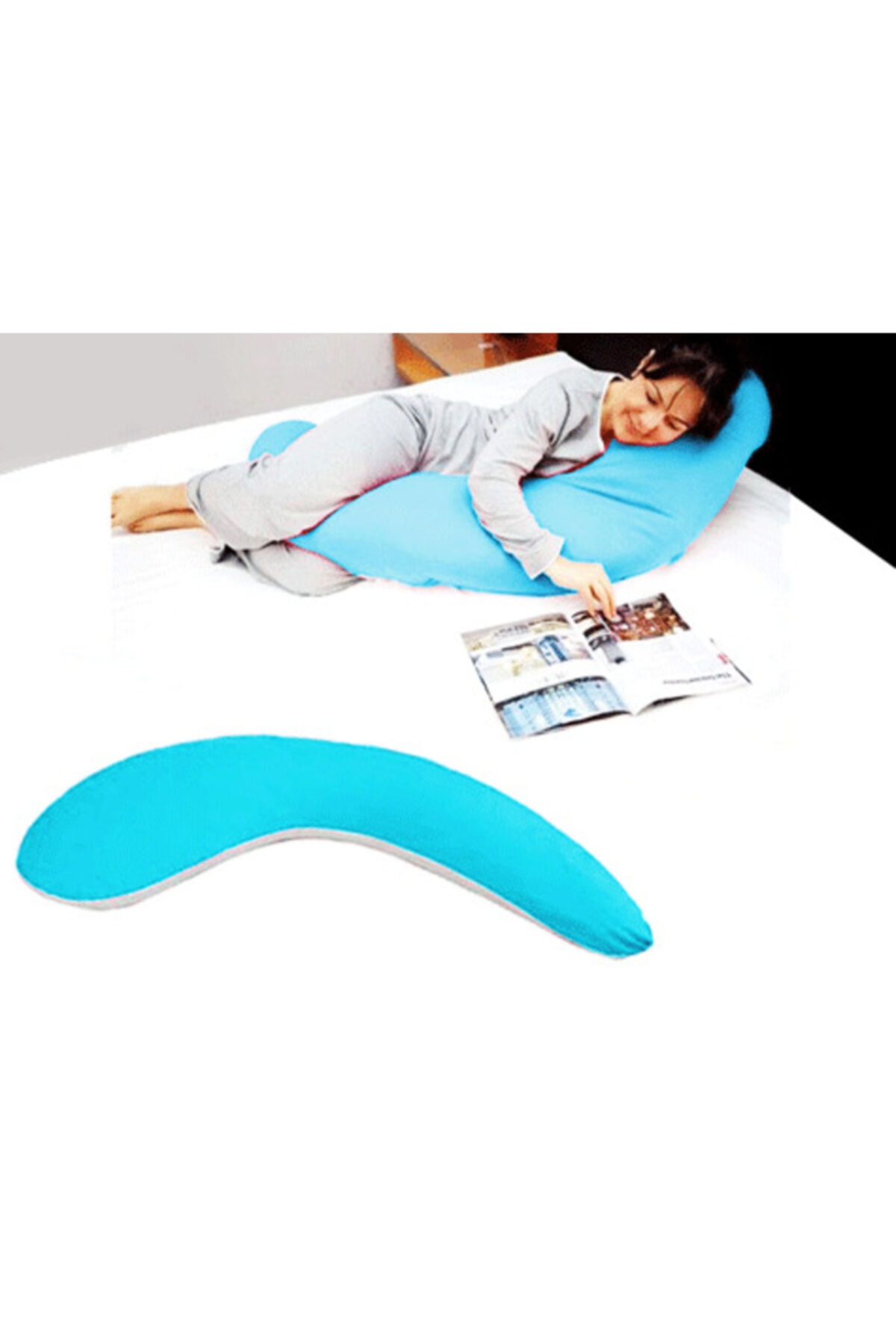rennway Yarım Boy Hamile Ve Uyku Yastığı ( Mavi )