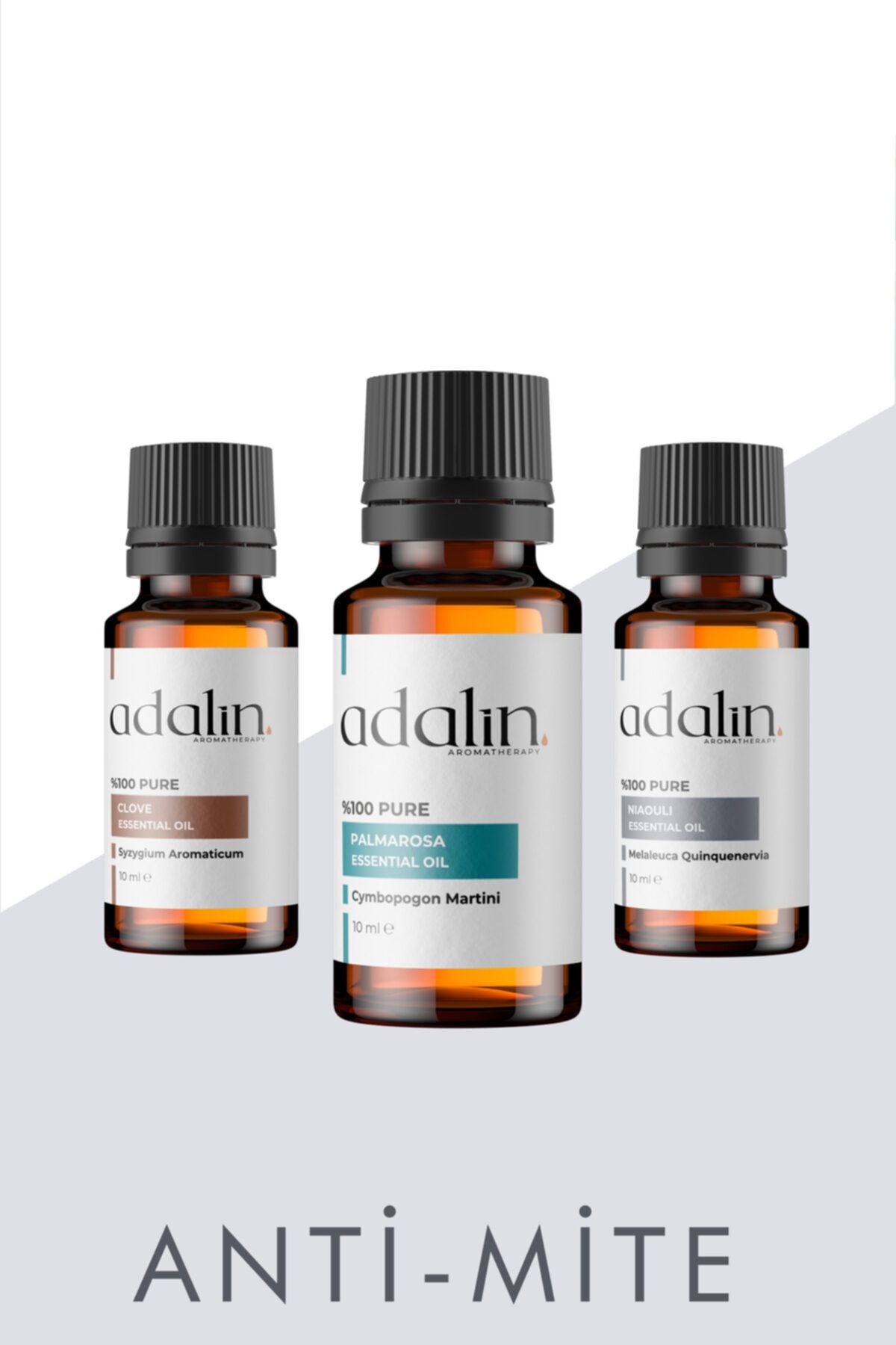 adalin Anti-mite 3'lü Uçucu Yağ Seti -palmarosa+ Karanfil + Niaouli - %100 Saf - Vegan
