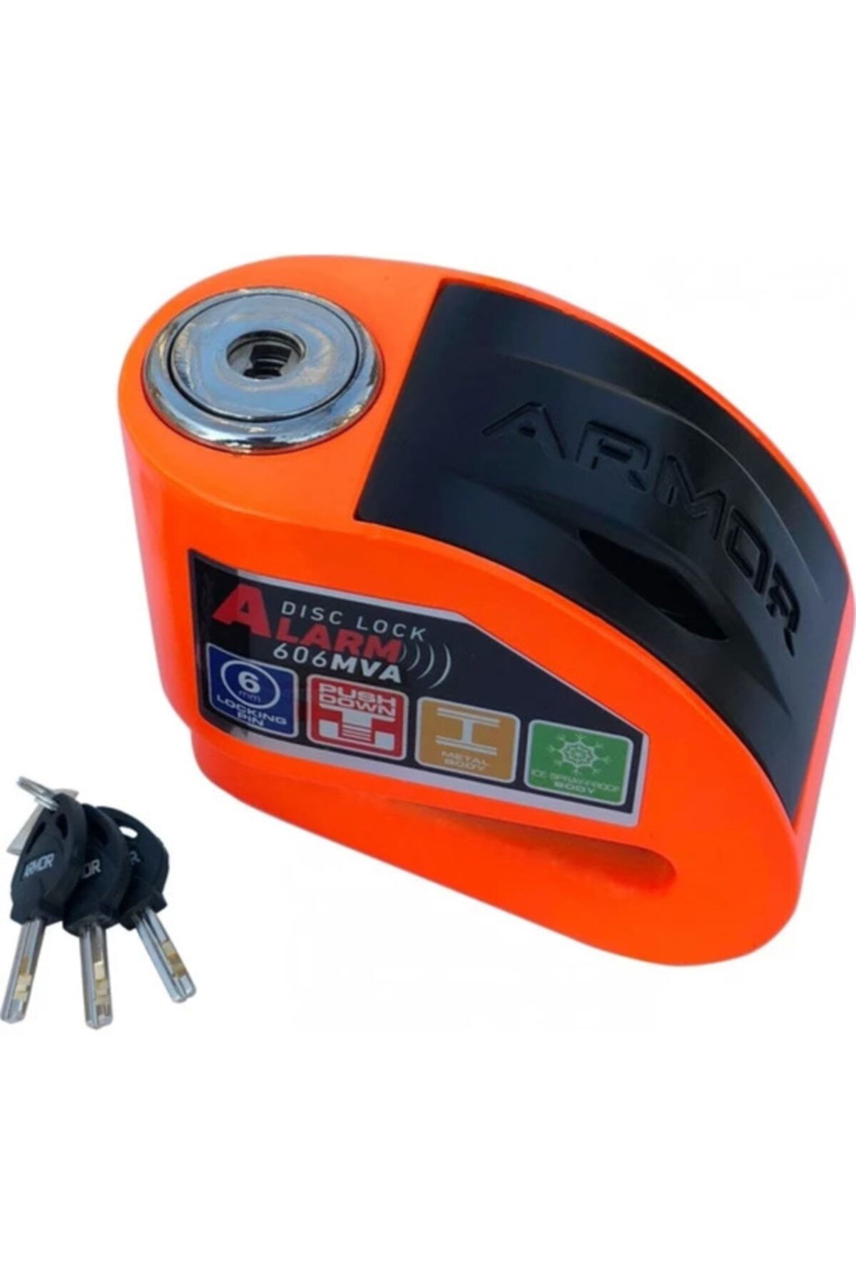 Armor 606mva 6 Mm Renkli Alarmlı Disk Kilidi Turuncu
