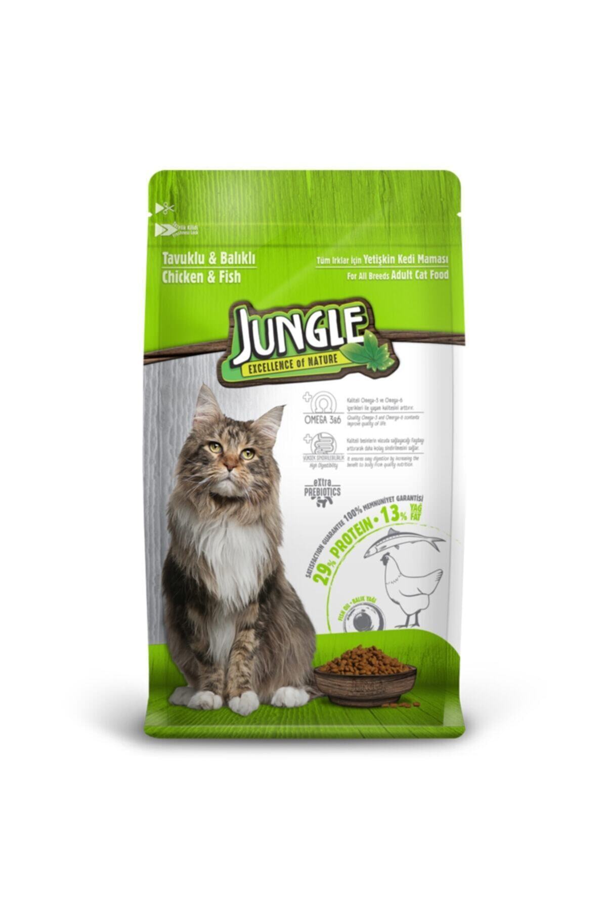 Jungle Tavuklu Balıklı Yetişkin Kedi Maması 15 Kg