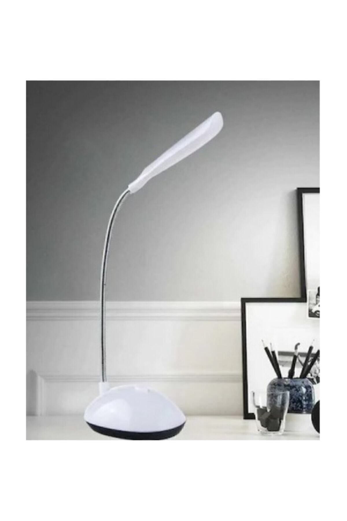 FAVORİM Masa Lambasi Led Mini Masa Lambasi Beyaz Renk 4 Ledli Pilli