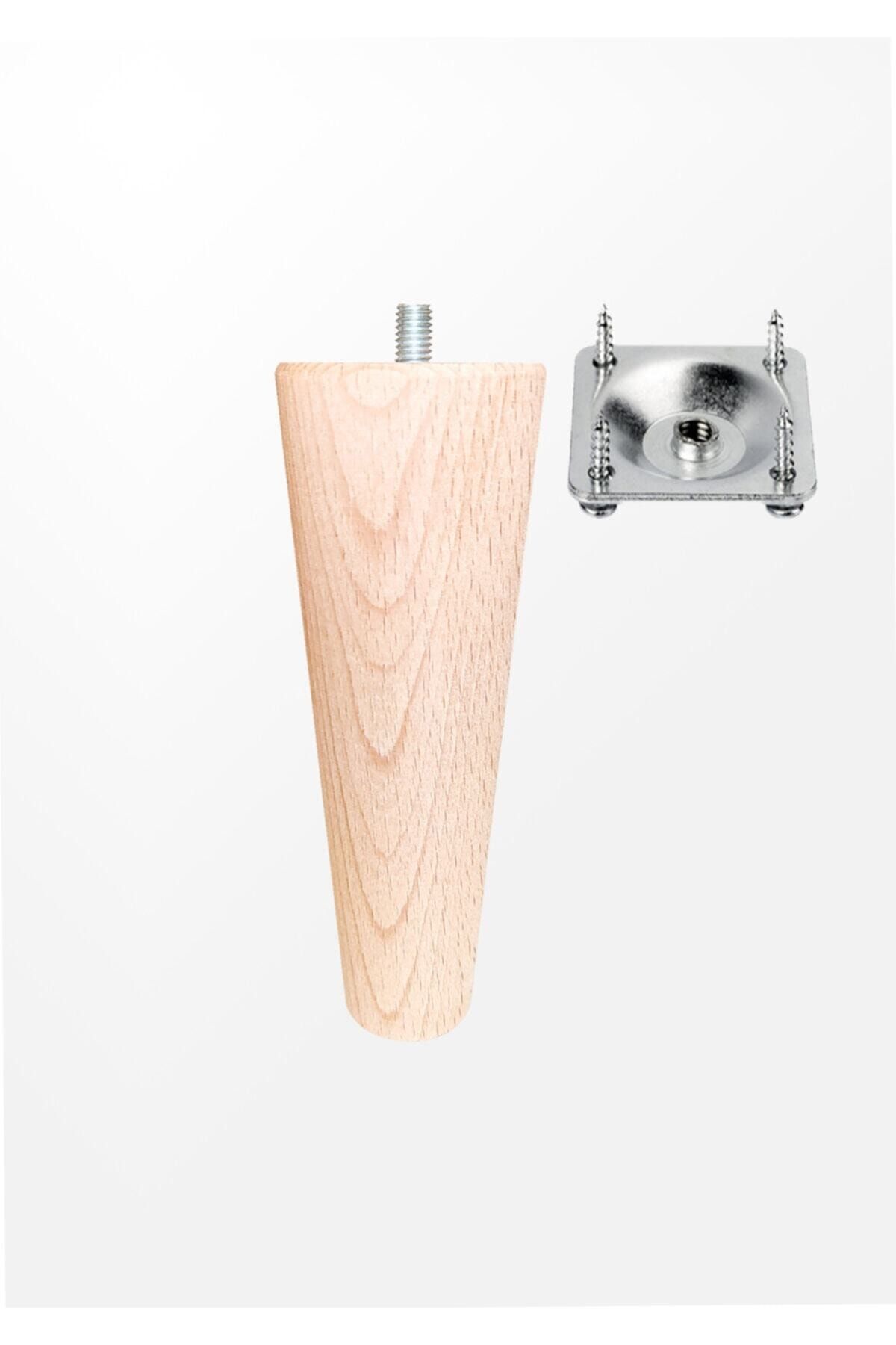 turanahşap Ahşap Konik Ayak - Uzunluk: 14 Cm / Çap: 5.5 Cm // Bağlantı Aparatıyla Birlikte Gönderim !!!