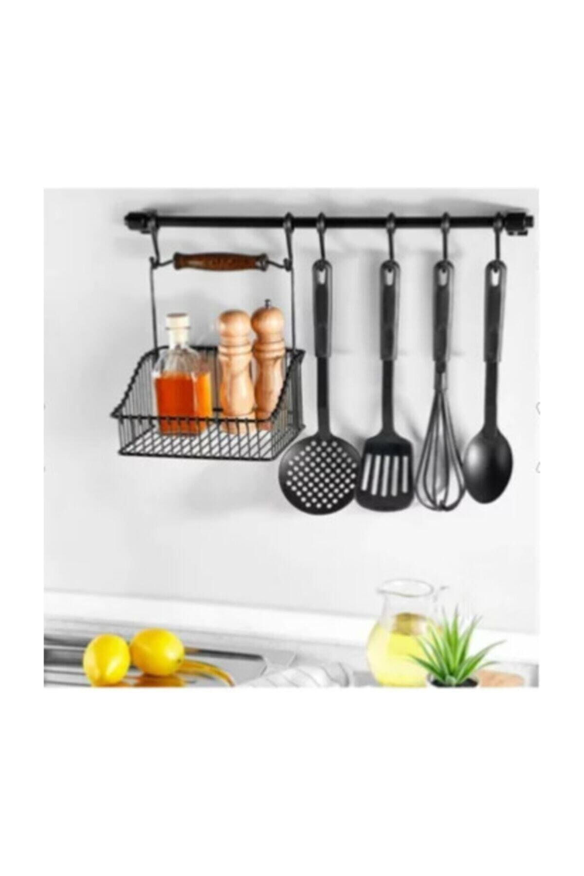 GÜLEN METAL Retro Askılı Kancalı Sepet Siyah