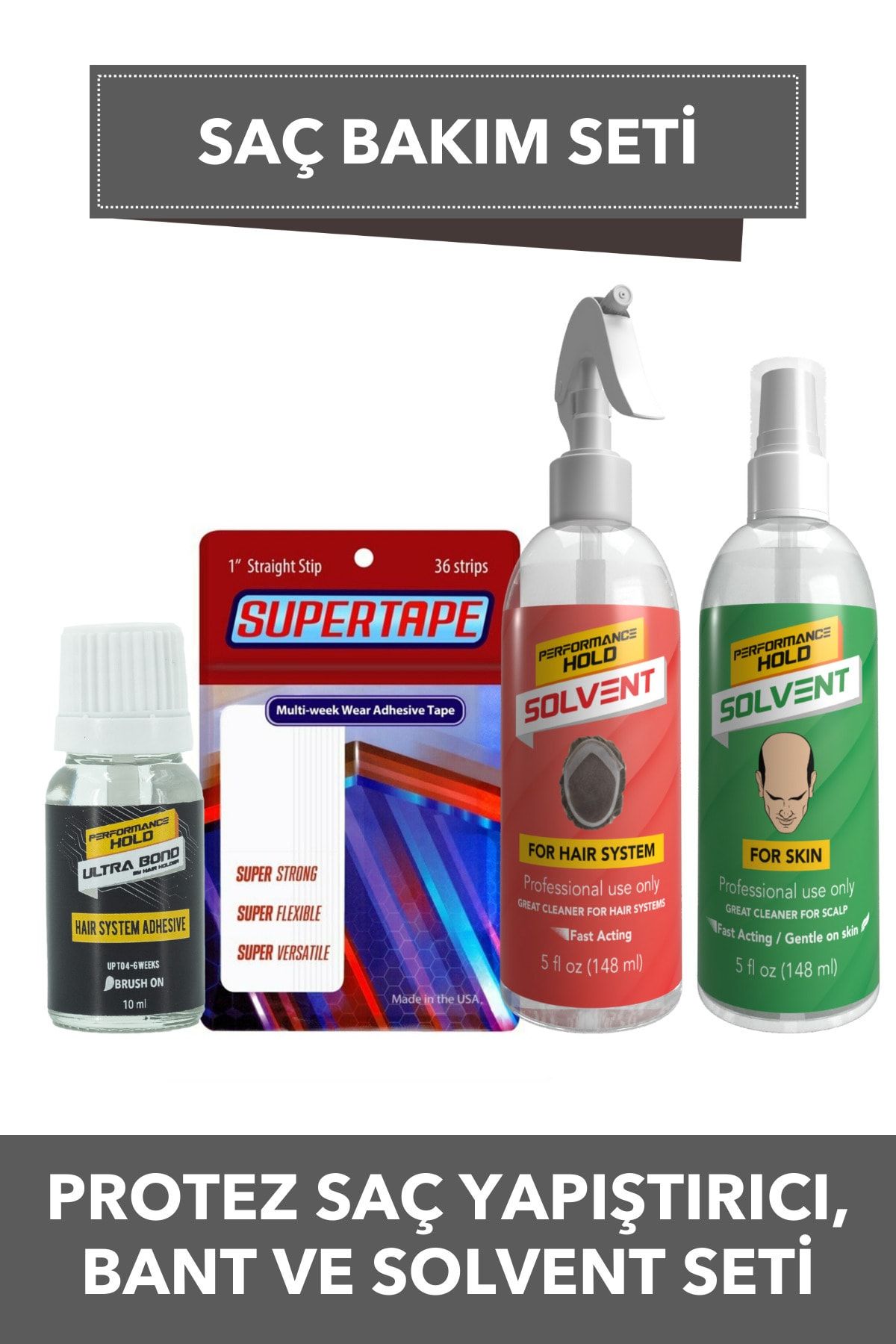 Performance Hold Ultra Bond 10ml & Cilt Ve Protez Saç Solventi & Super Tape Saç Bandı 36 Adet