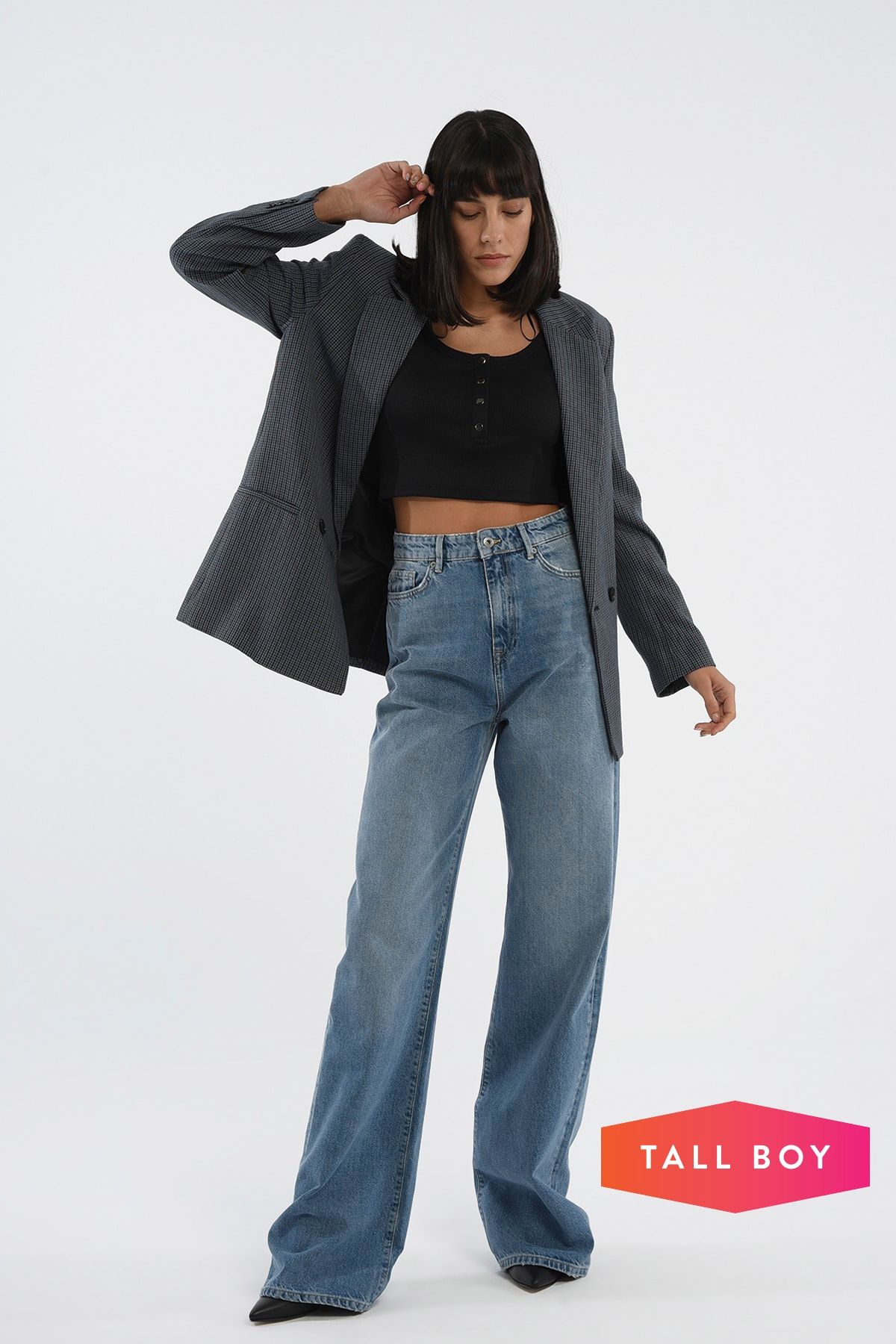 CROSS JEANS Weslie Tall Açık Mavi Yüksek Bel Fermuarlı Wideleg Fit Jean Pantalon C 4530-018