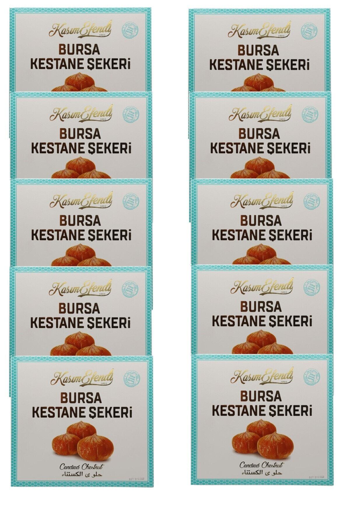 Kasım Efendi Hediyelik Özel Kutulu Lüks Glikozsuz Bursa Kestane Şekeri 550gr X 10 Adet