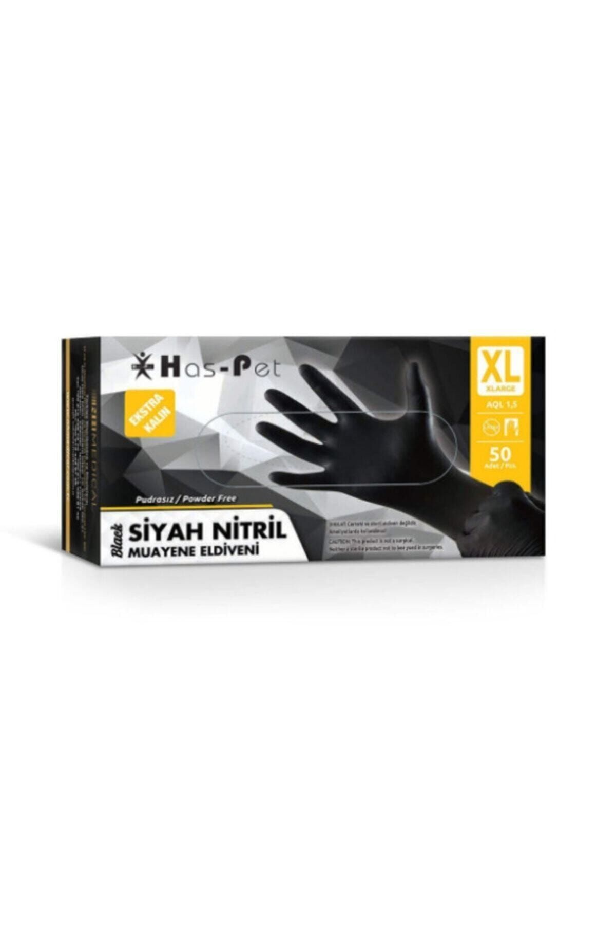 HasPet Haspet Nitril Eldiven Xl Beden Siyah Pudrasız Extra Kalın