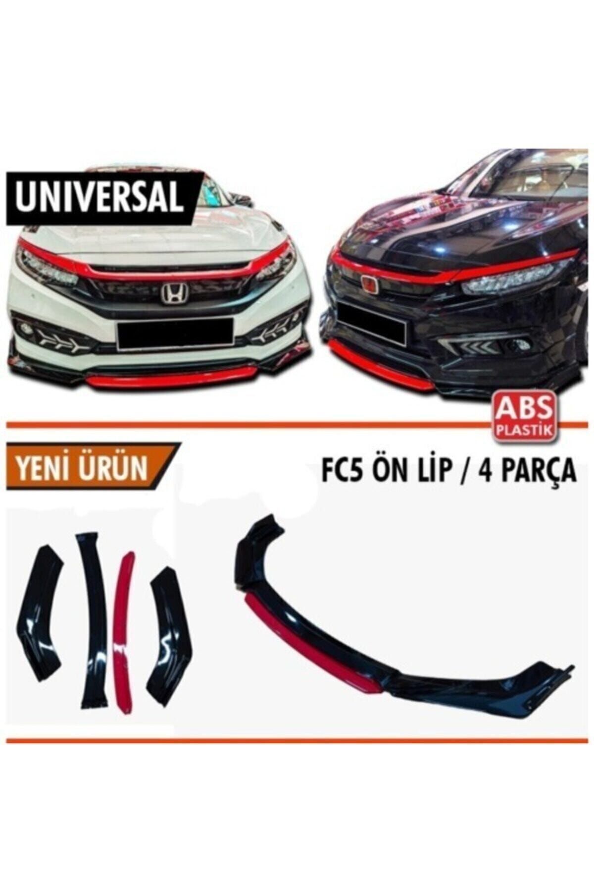 BTM OTOMOTİV Universal 4 Parça Lip Piano Black Kırmızı Dilli