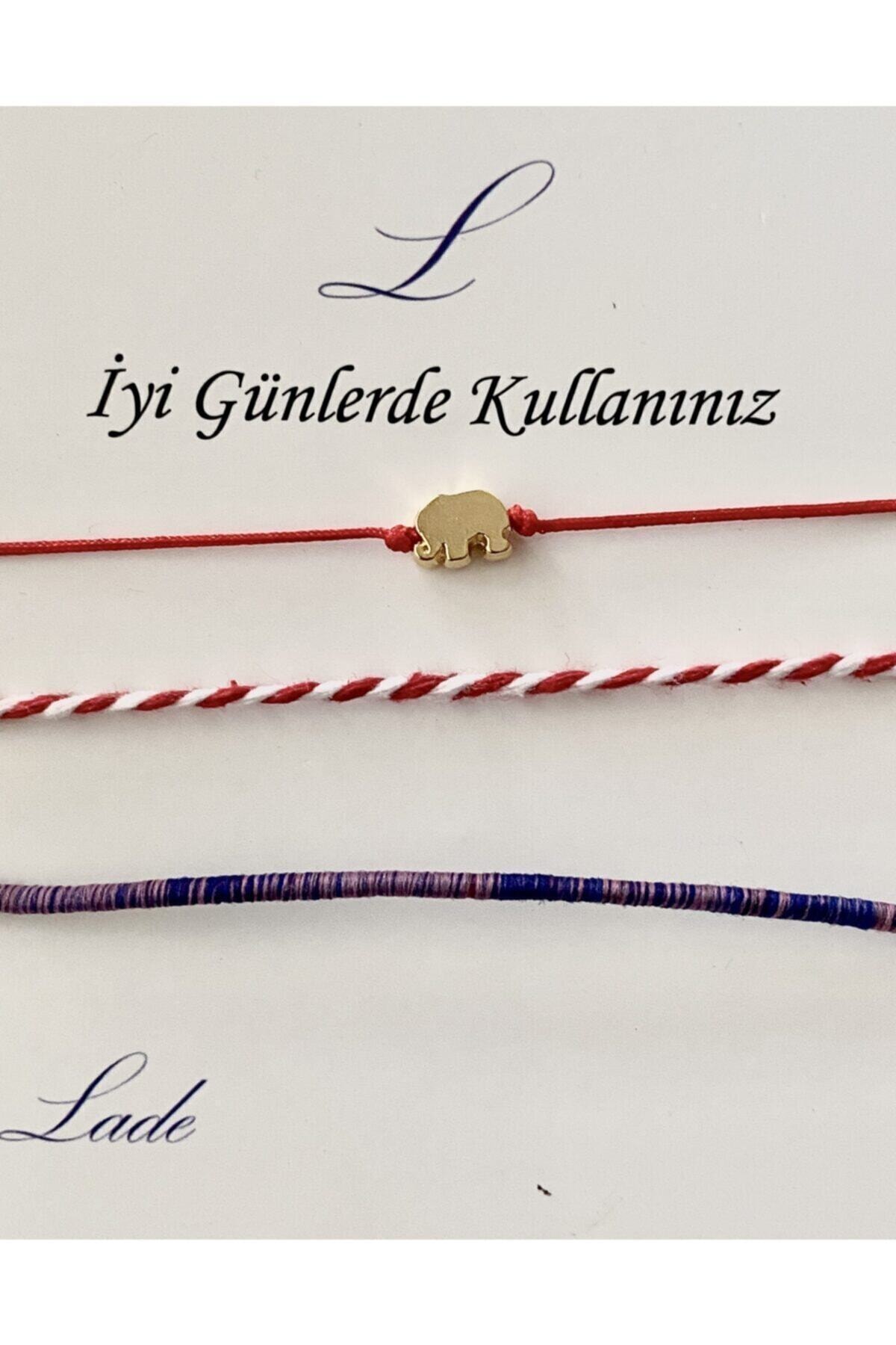 Lade Filli Kırmızı İpli Şans Bilekliği,  Marteniçka ve Kırçıllı İp  Set