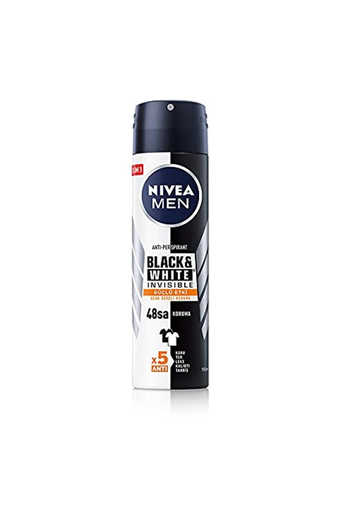 Nivea Black & White Invisible Güçlü Etki Sprey Deodorant Erkek, 150 ml