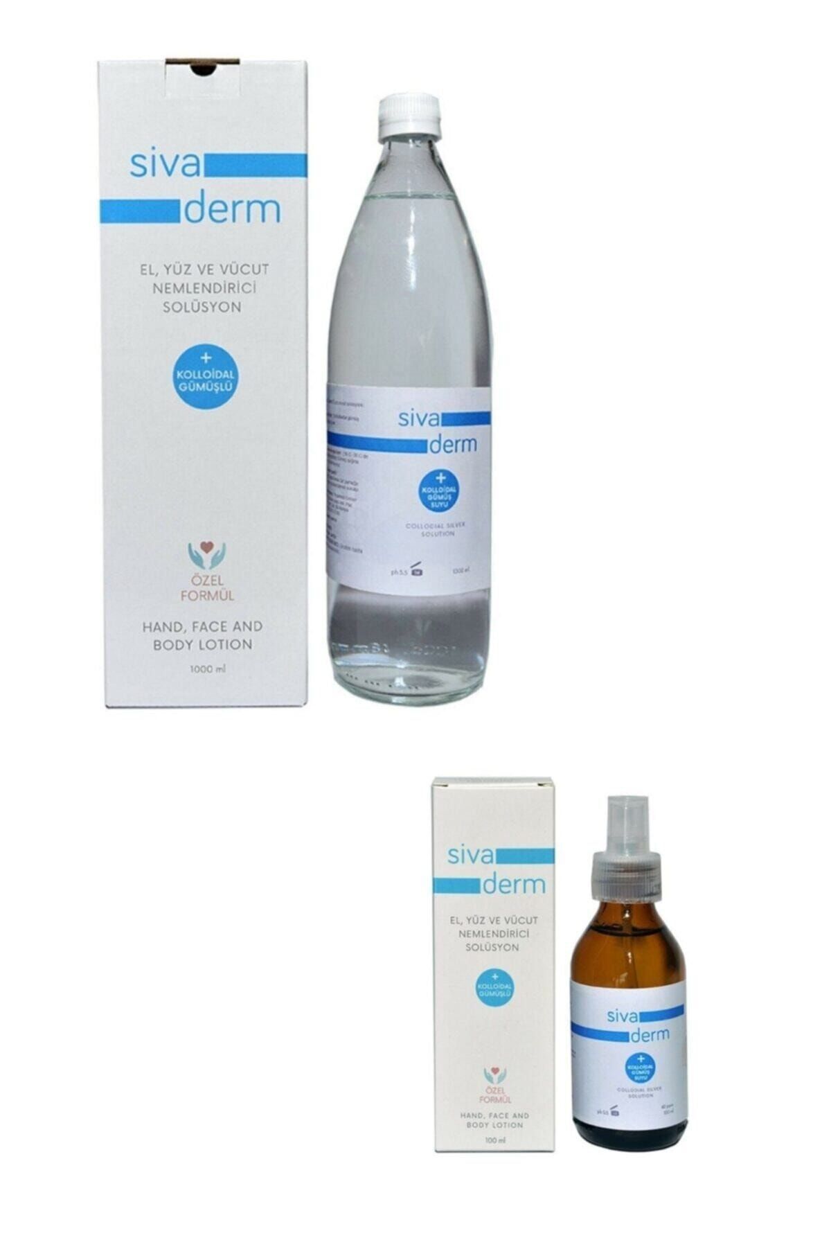Siva Derm Sivaderm 2'li Set Kolloidal Gümüş Suyu 1 Lt, Kollaidal Gümüş Suyu Sprey 100 Ml
