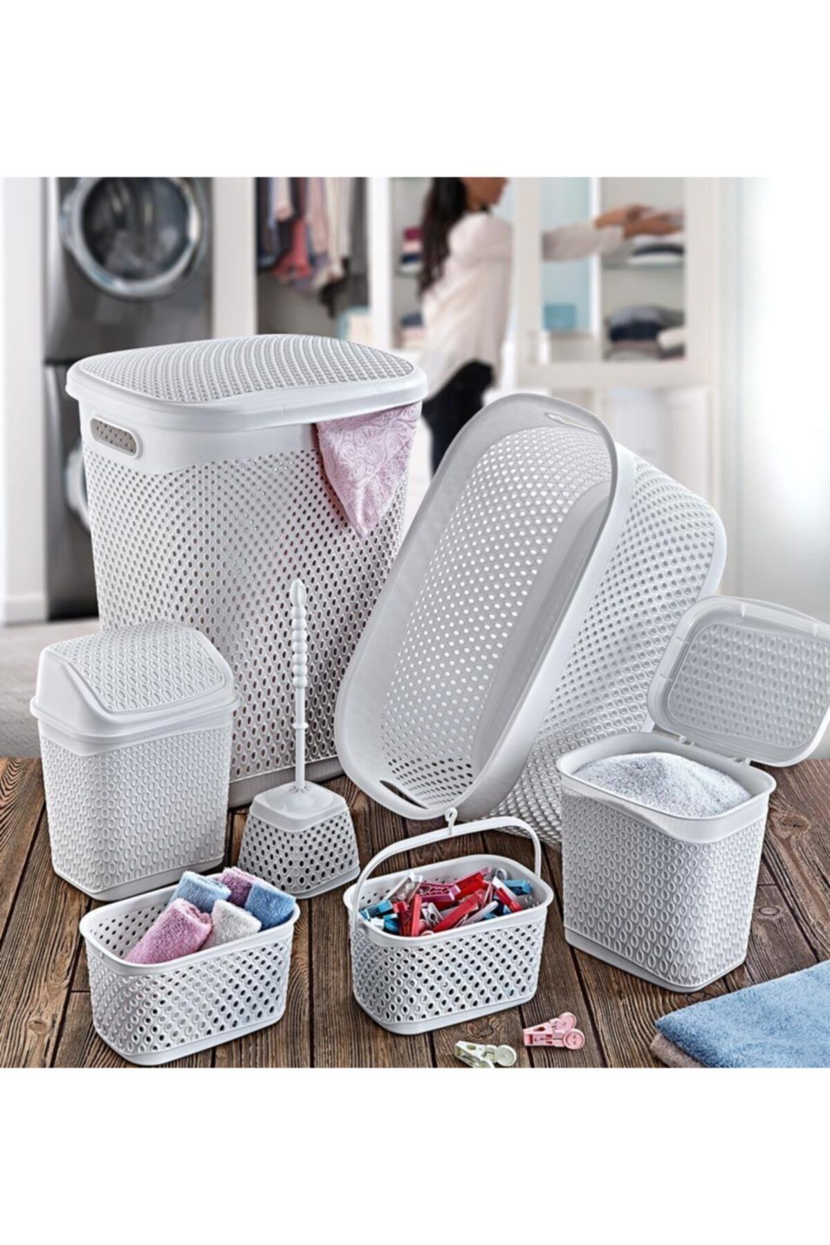 SmartWare Katre Çeyiz Seti 7 Parça Beyaz Banyo Seti