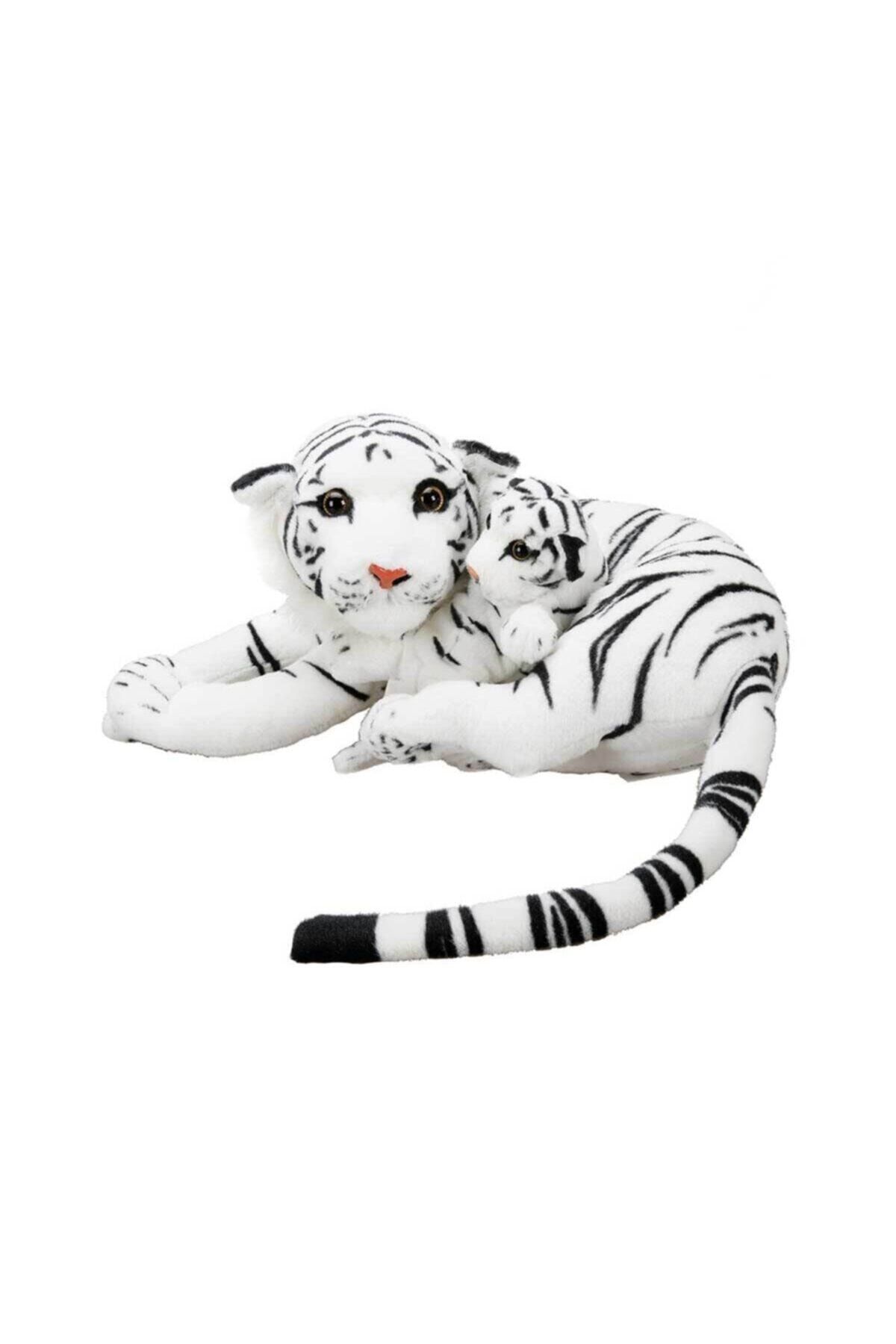 Puffy Friends Peluş Oyuncak Anne Beyaz Kaplan Ve Yavrusu - 60 Cm