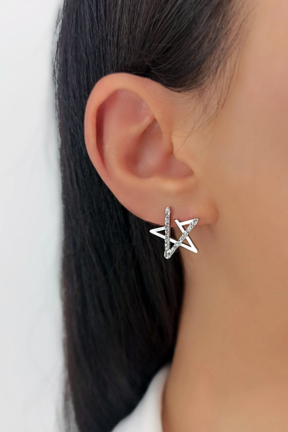 Çlk Accessories Çelik Taşlı Yıldız Çelik Küpe Trküpe34265 By36003