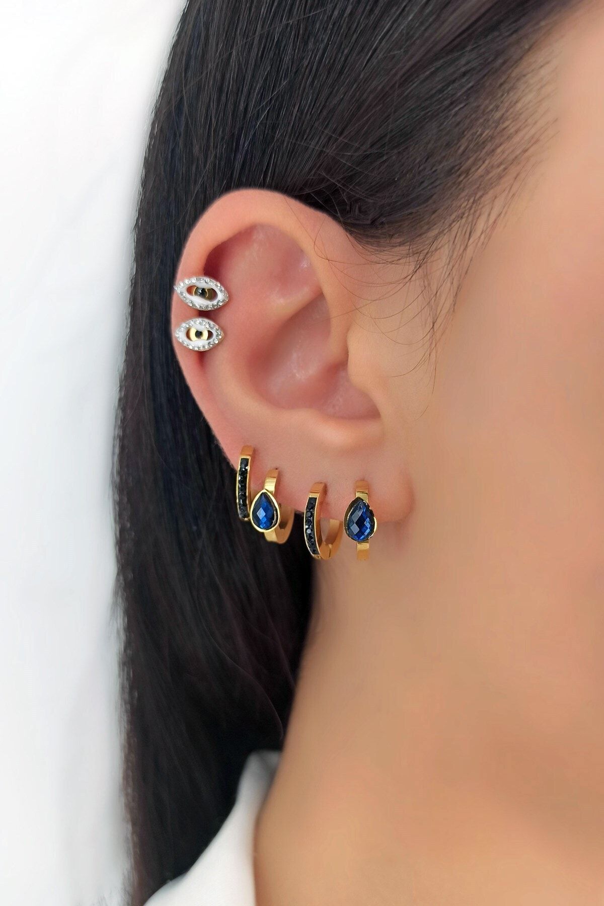 Çlk Accessories Çelik 6 Lı Taşlı Göz Figür Çelik Küpe Kombin Trküpe34272 Yb35003