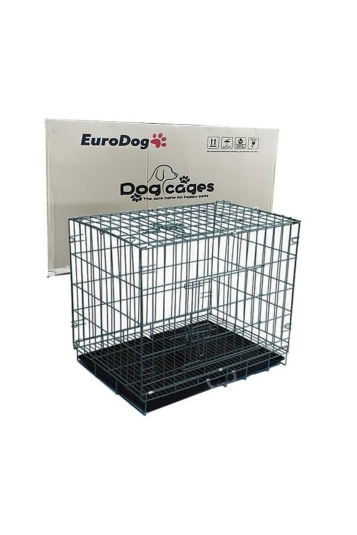 HN TEKSTİL Eurodog Köpek Kafesi Siyah Dövme 92x61,5x68,5