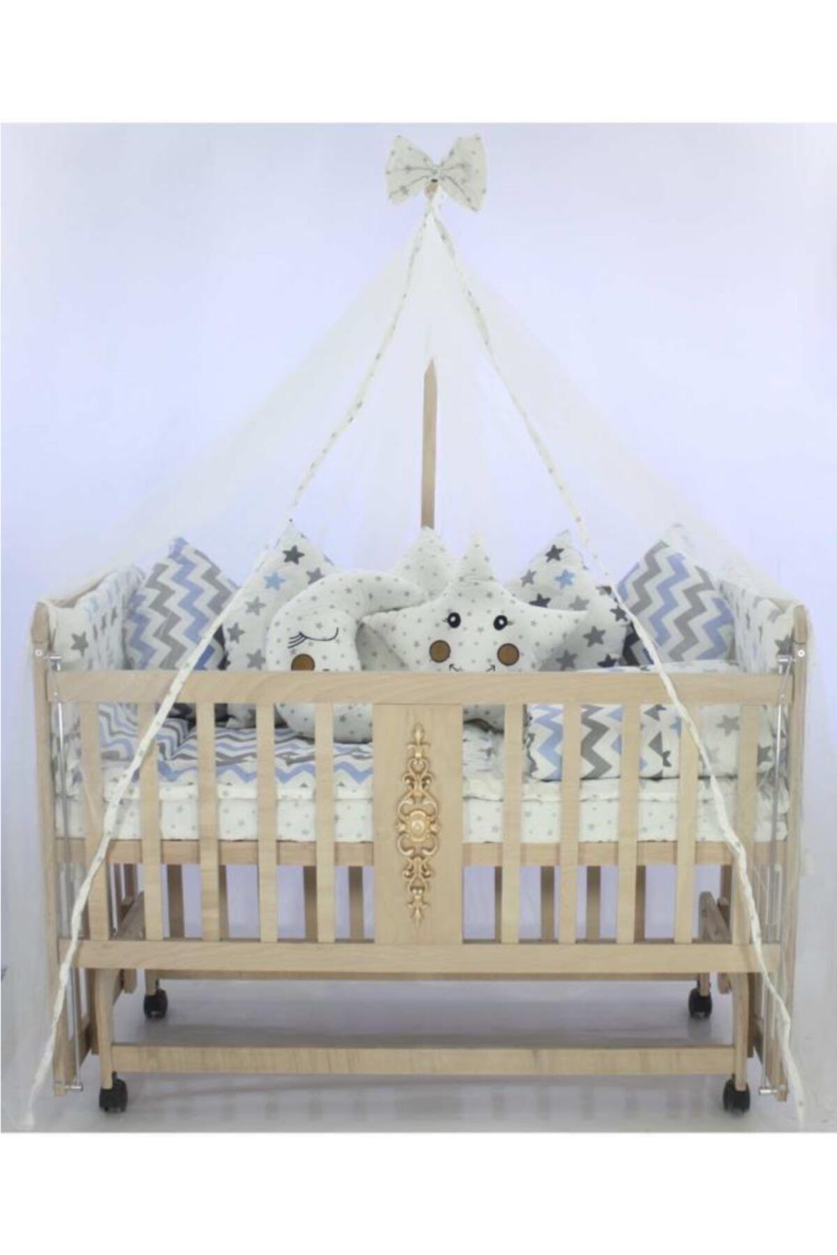 POKY BEBE Anne Yanı Ahşap Beşik Doğal Lapis 60x120