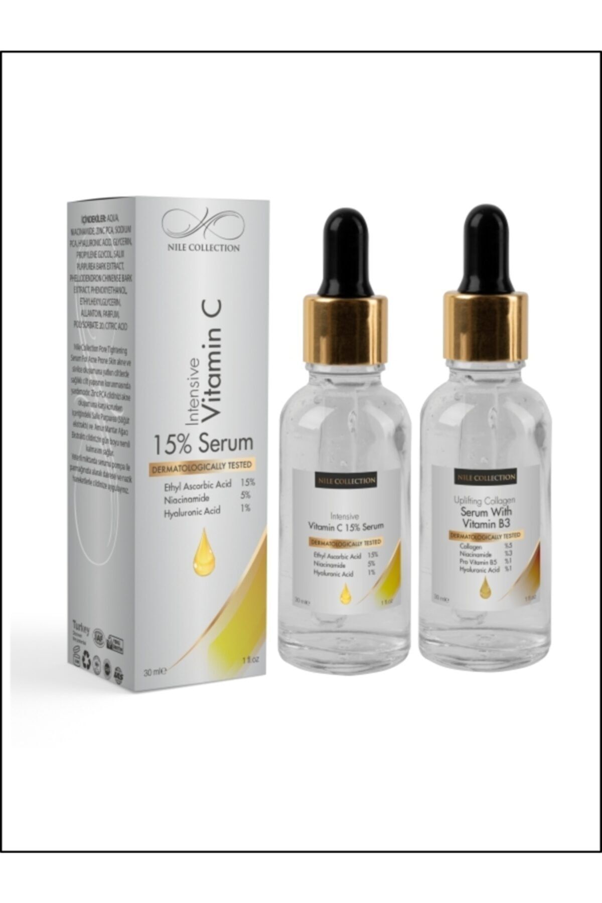 Nile collection Aydınlatıcı C-vitamin Serum Ve Leke Giderici Collogen Serum 2'li Set