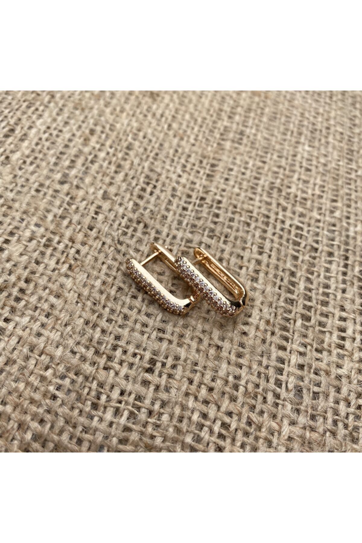 Alaçatı Accesories Zirkon Taşlı Altın Kaplama Gold Çelik Küpe