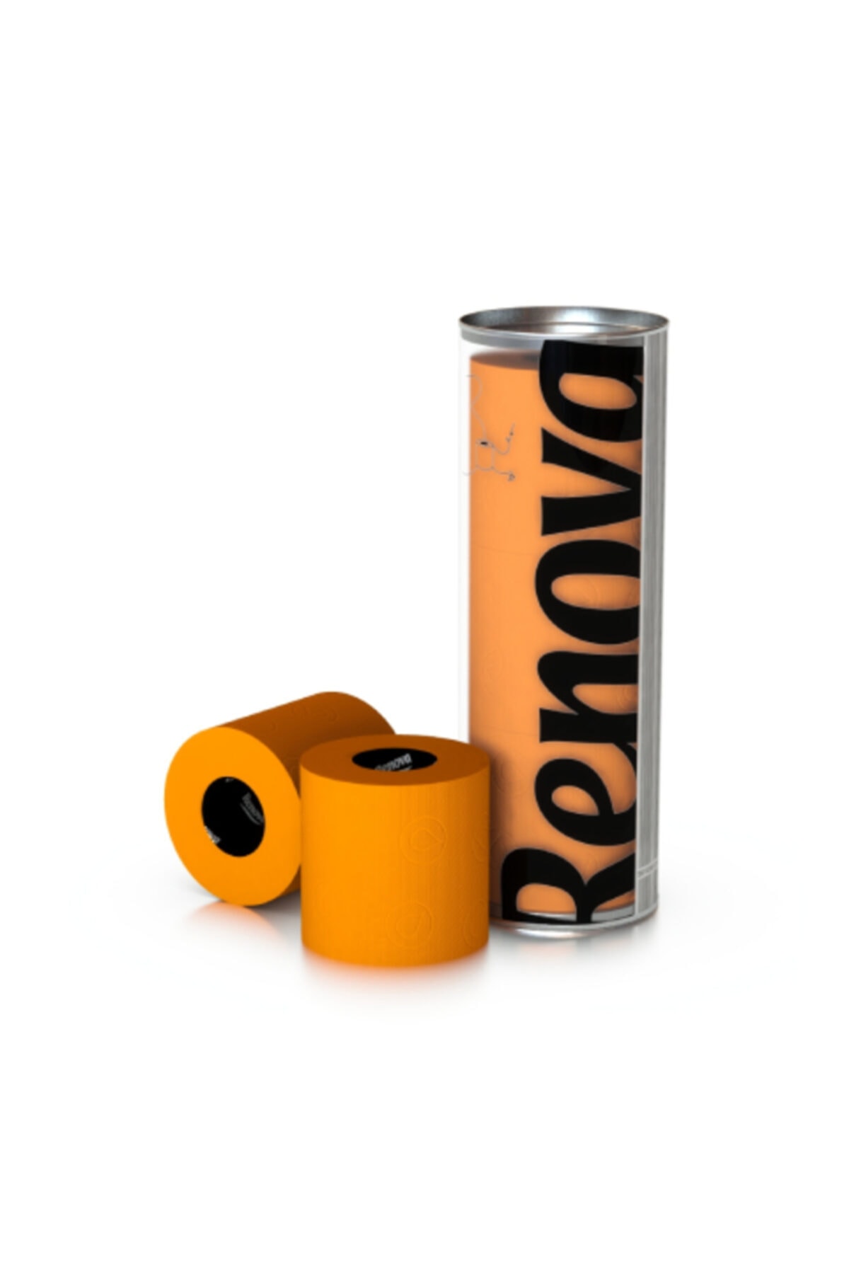 Renova Renkli Tuvalet Kağıdı Turuncu 3'lü Pvc Şeffaf Kutu