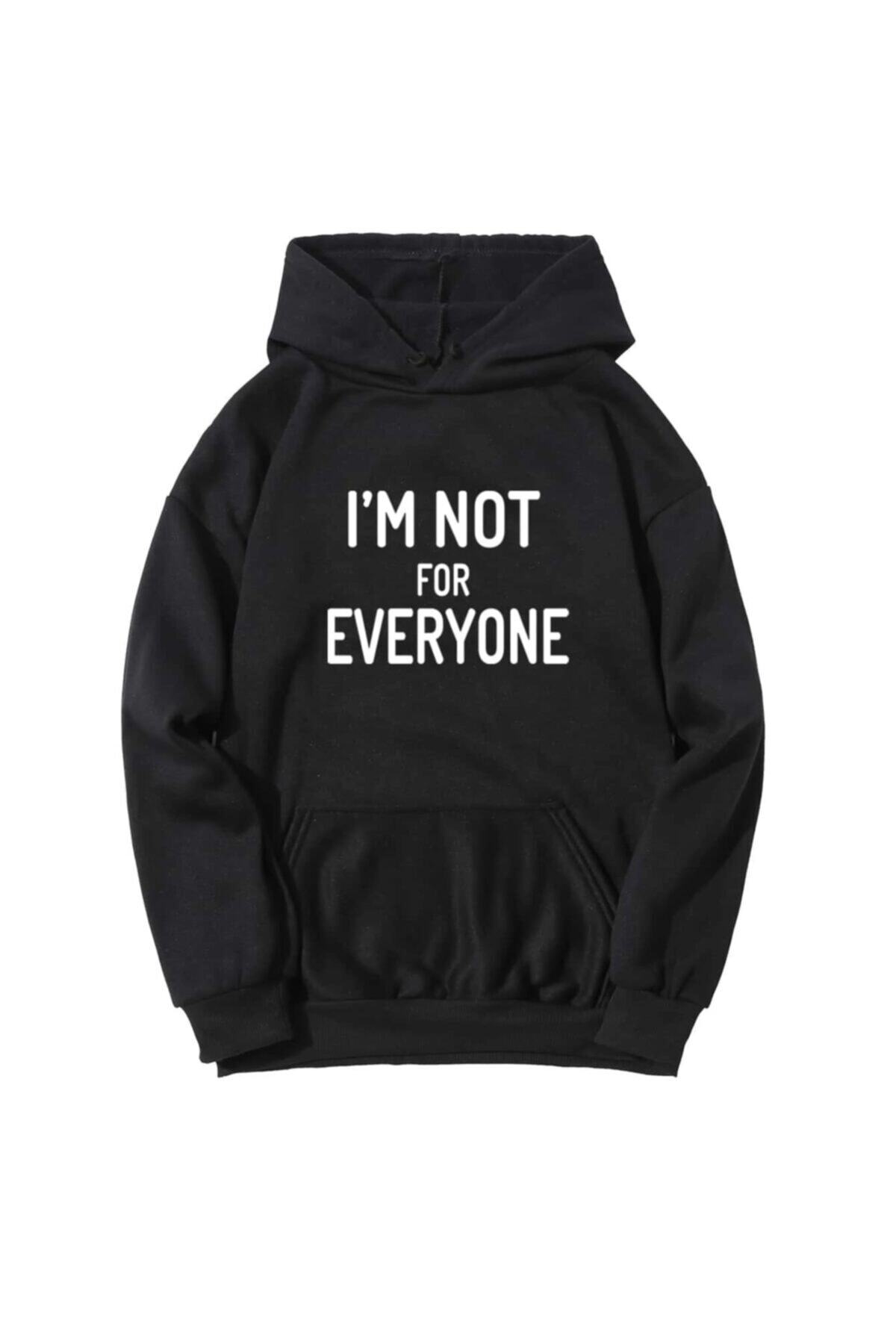 LePold Siyah L'm Not Baskılı Kapüşonlu Oversize Sweatshirt