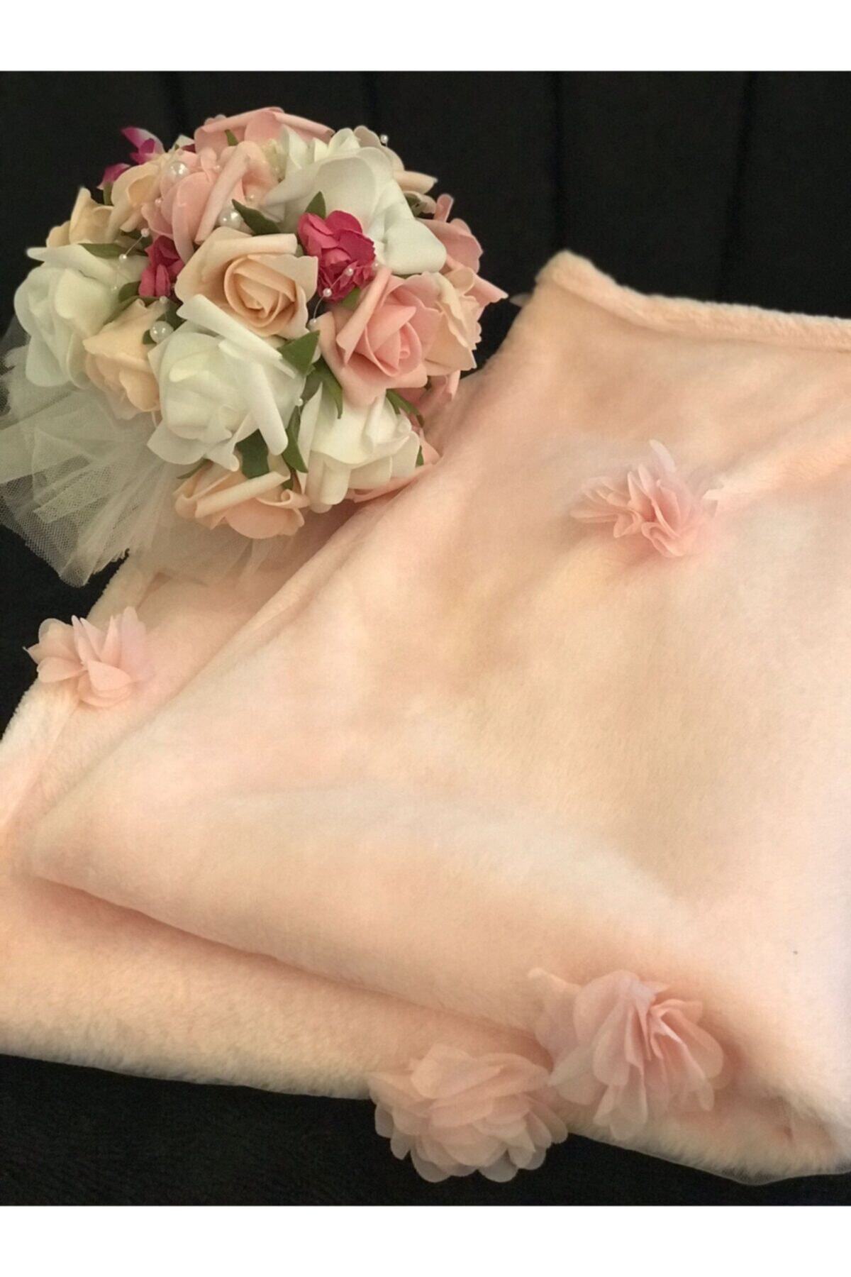 Trend02 El Yapımı Bebek Battaniyesi Polar Kumaş Pembe Renkli Tek Kişilik