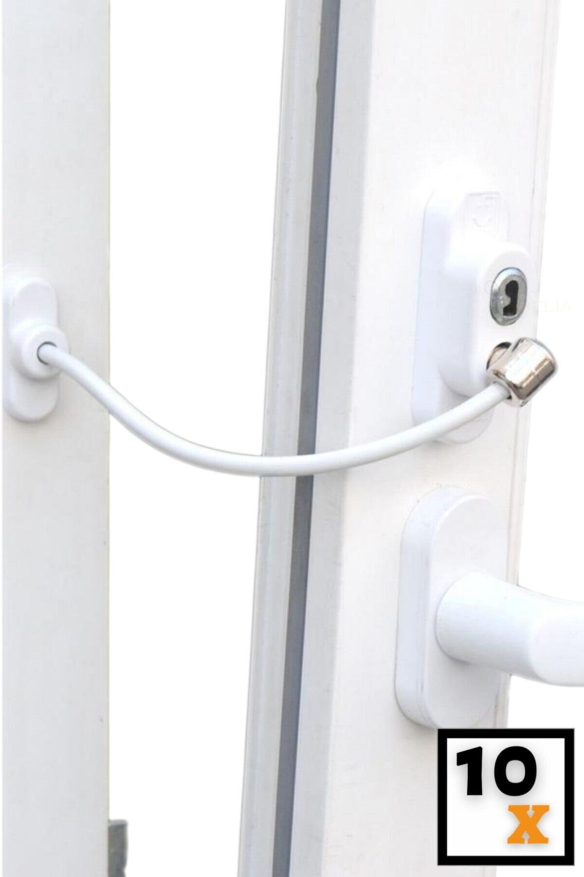 Viselia Pencere Emniyet Kilidi Çocuk Kilidi Halatlı Pvc 10 Adet