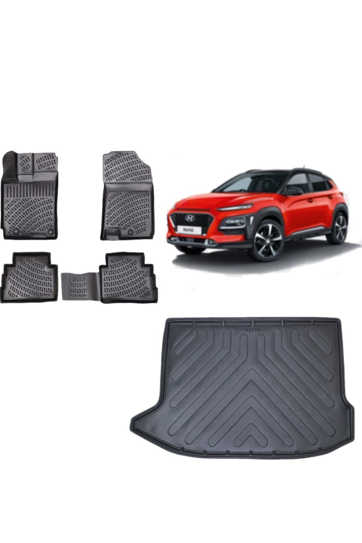 Rizline Hyundai Kona Elektrikli 2018 Sonrası Bagaj Havuzu+3d Havuzlu Paspas Takımı
