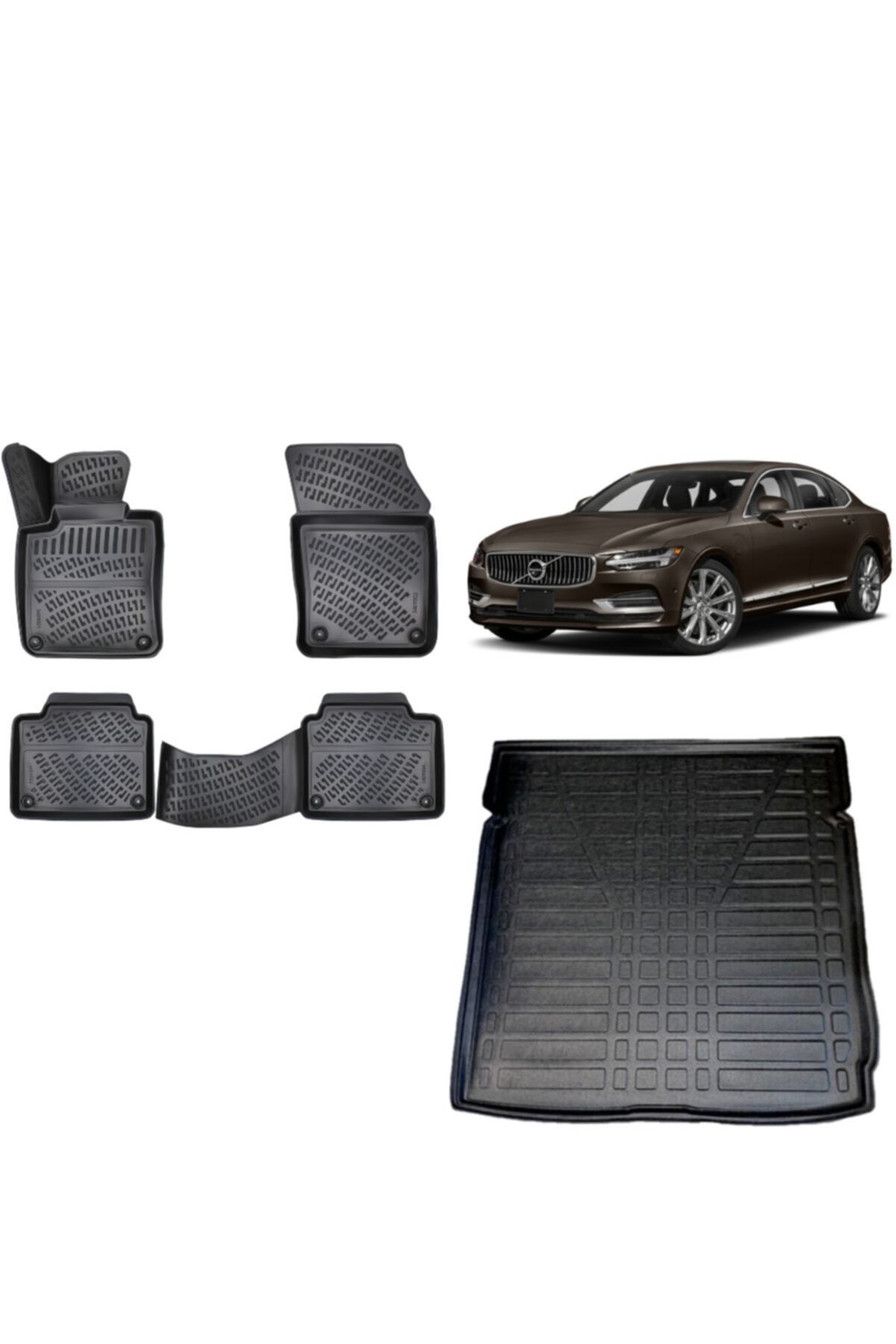 Rizline Volvo S90 2016 Sonrası Bagaj Havuzu+3d Havuzlu Paspas Takımı