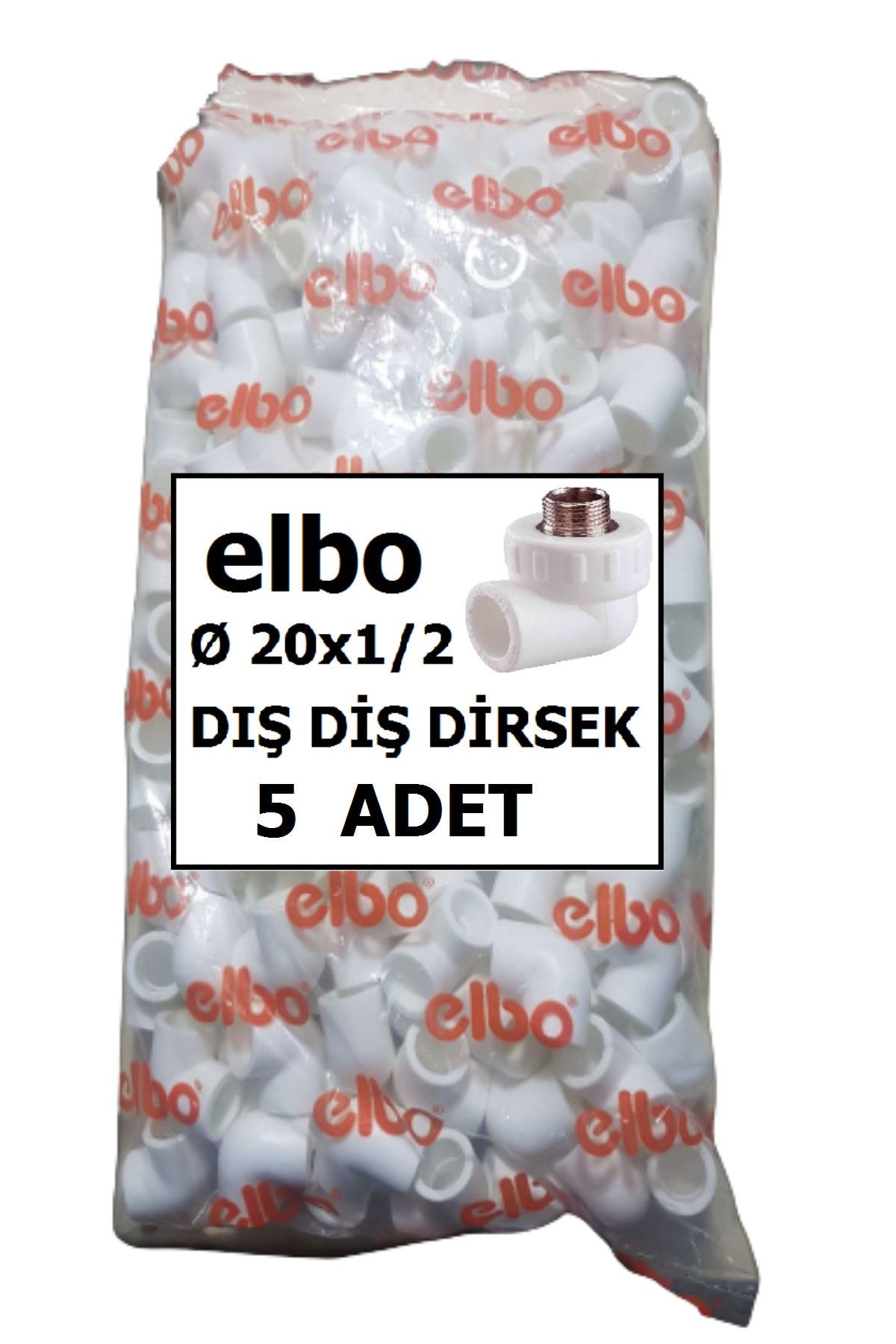 Elbo 1 Paket 20x1/2'' Dış Diş Dirsek 5 Adet