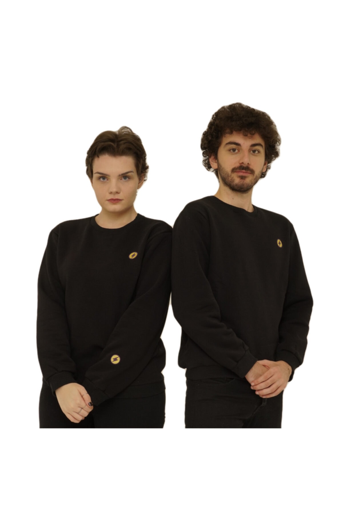 Swag Originals Siyah Unisex Kışlık Nakışlı Bisiklet Yaka Içi Polarlı Sweatshirt