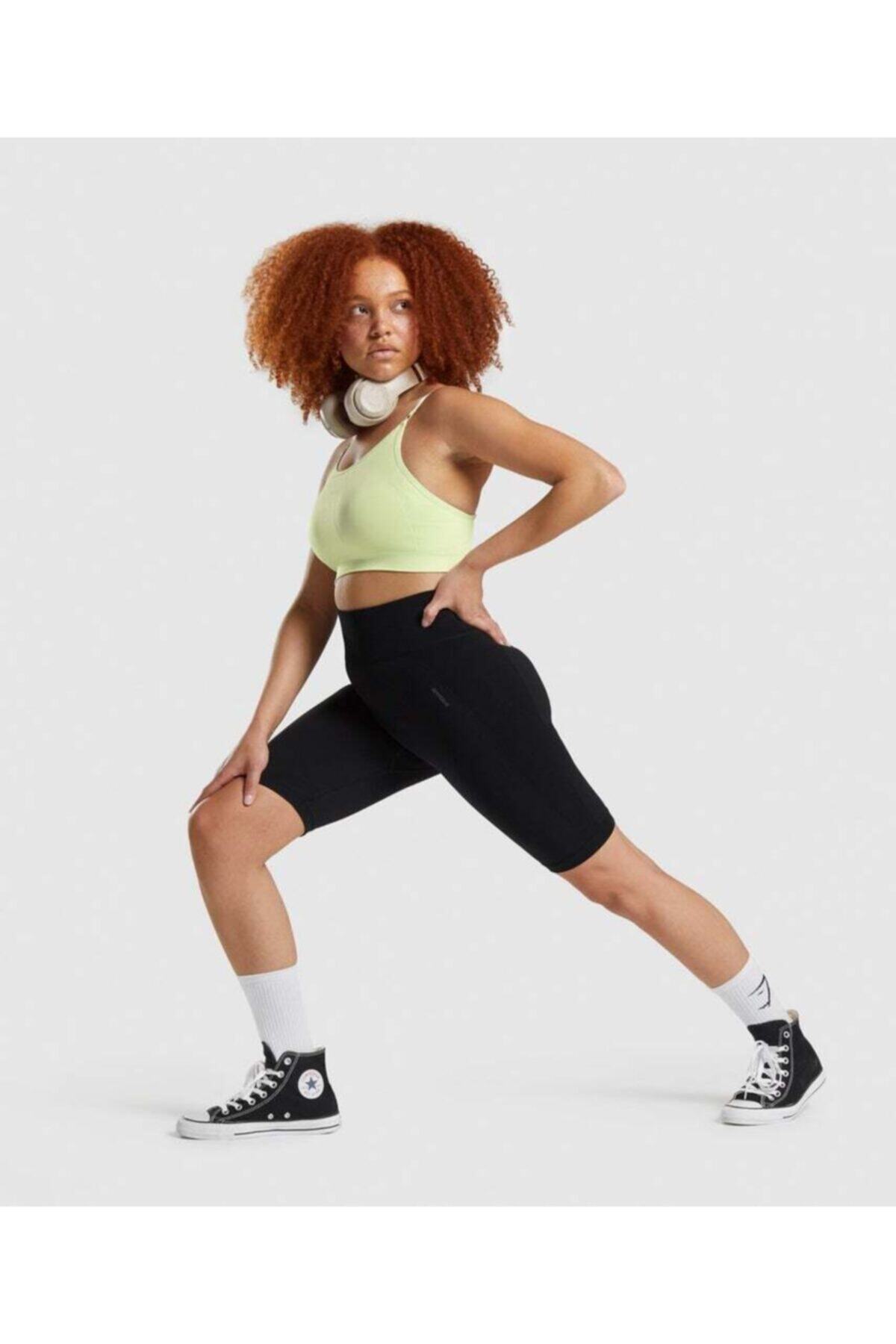 GYMSHARK Siyah Push Up Biker Tayt - Seamless