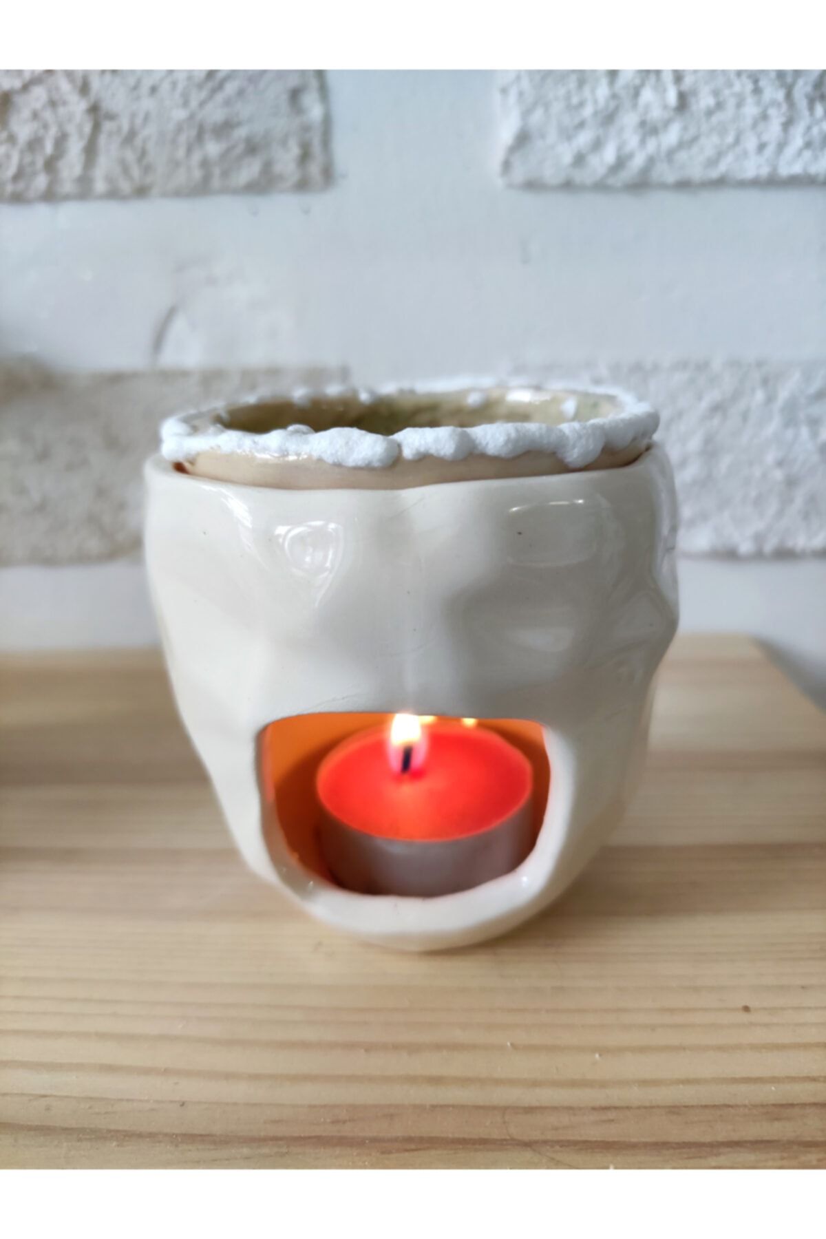 Serapça Seramik Buhurdanlık, Yeni Yıl Temalı 12 X 14 Cm